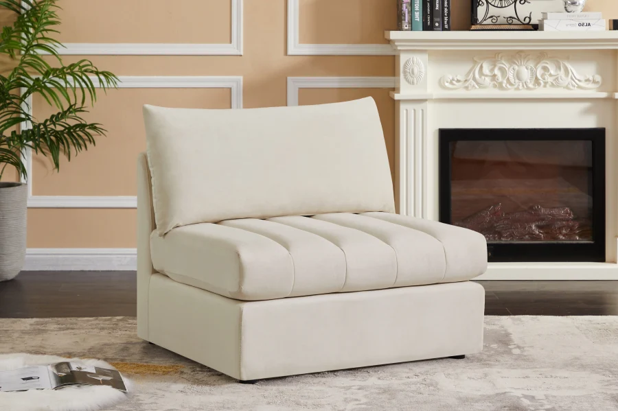 Jacob Velvet Upholstered Armless Modular Chair - Image 17