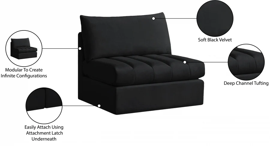 Jacob Velvet Upholstered Armless Modular Chair - Image 7