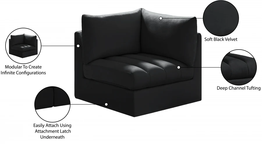 Jacob Velvet Upholstered Corner Modular Chair - Image 10