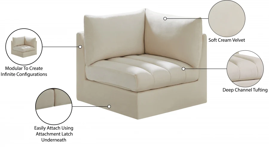 Jacob Velvet Upholstered Corner Modular Chair - Image 30