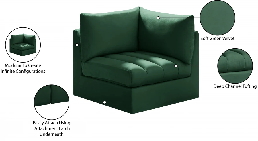 Jacob Velvet Upholstered Corner Modular Chair - Image 50