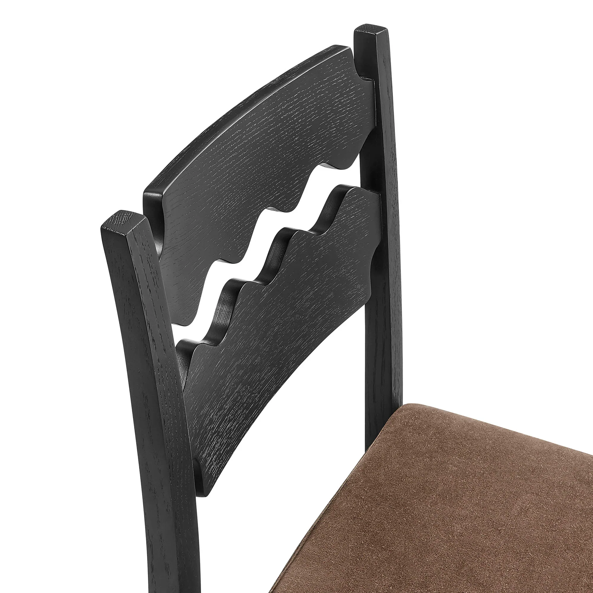 Jax Oak Wood Dining Chair With Wavy Razor Back and Cushion - Image 18