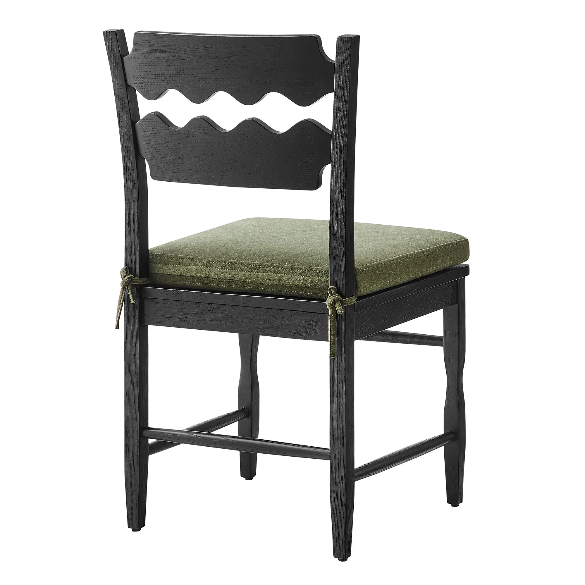 Jax Oak Wood Dining Chair With Wavy Razor Back and Cushion - Image 25