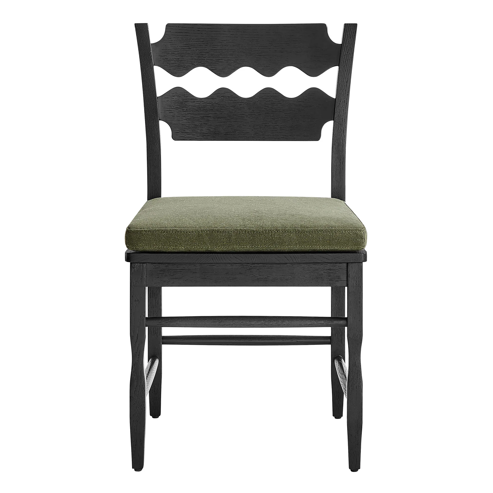 Jax Oak Wood Dining Chair With Wavy Razor Back and Cushion - Image 26