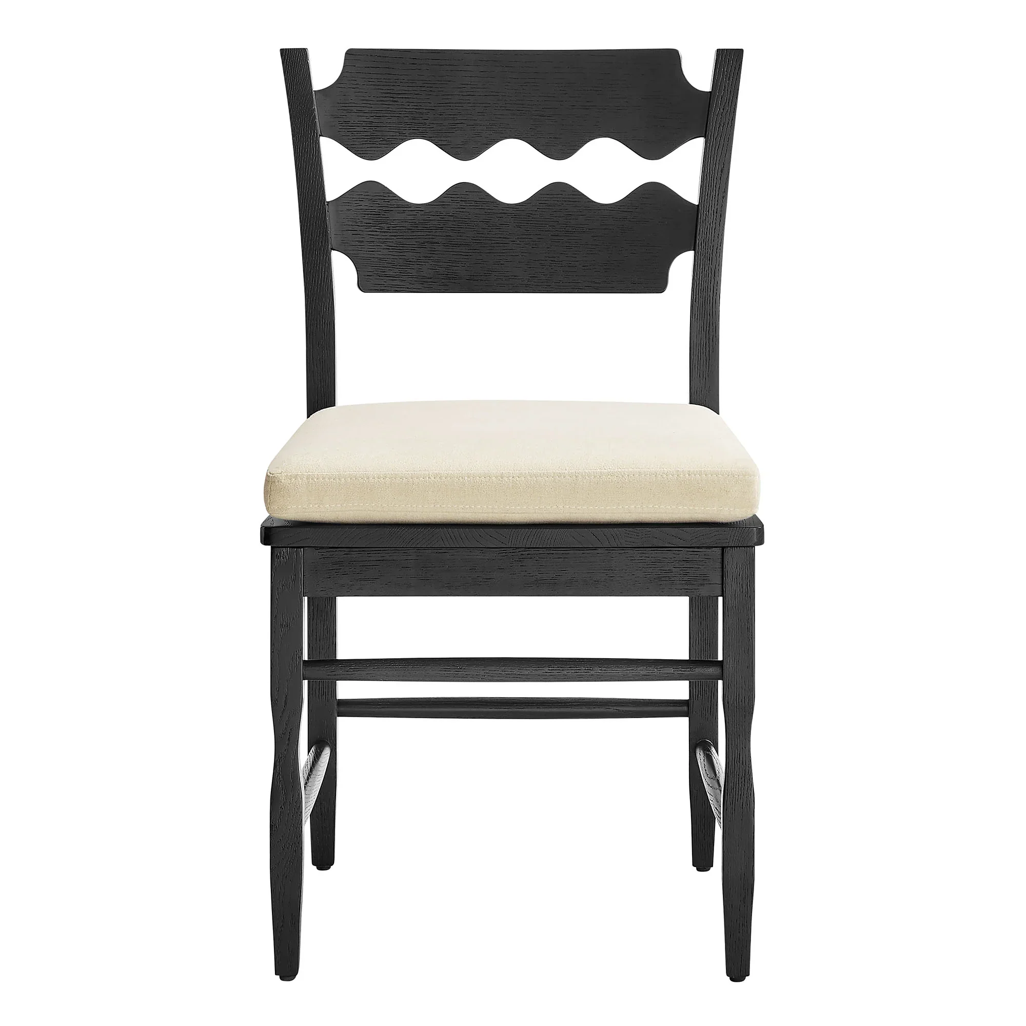 Jax Oak Wood Dining Chair With Wavy Razor Back and Cushion - Image 6