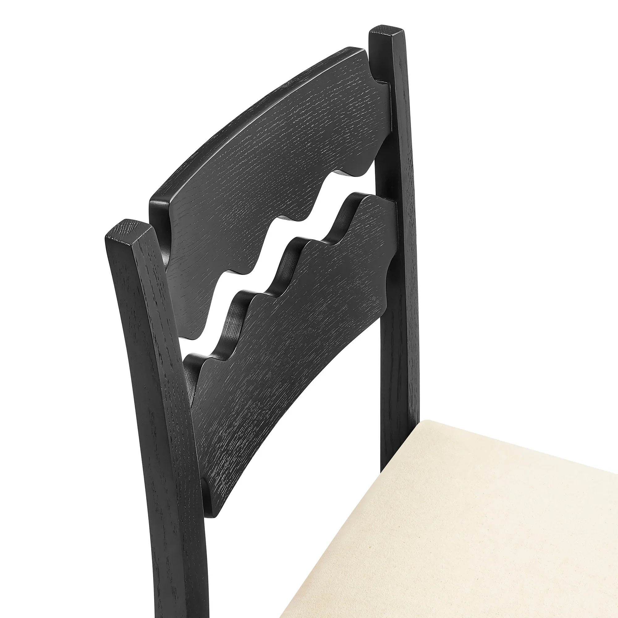Jax Oak Wood Dining Chair With Wavy Razor Back and Cushion - Image 8