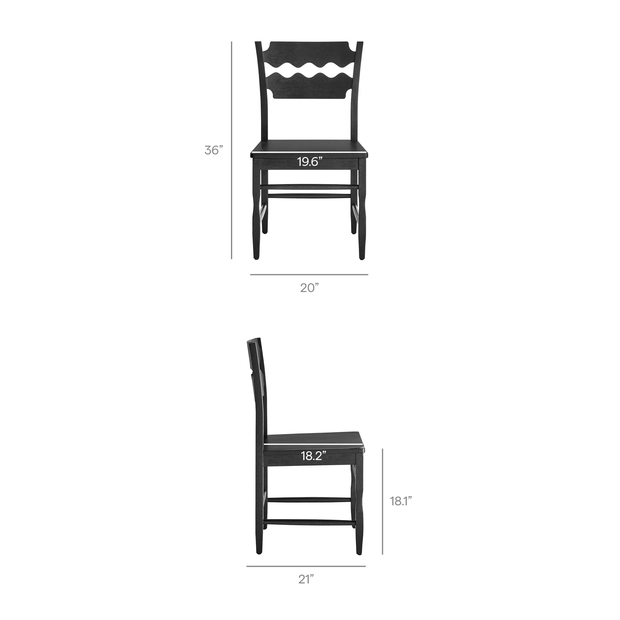 Jax Oak Wood Dining Chair With Wavy Razor Back in Black - Image 10