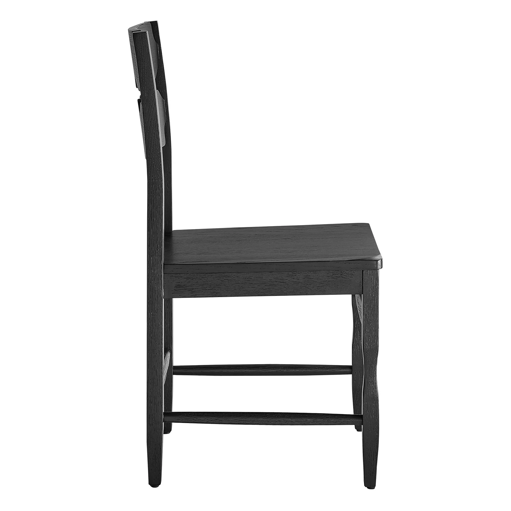 Jax Oak Wood Dining Chair With Wavy Razor Back in Black - Image 5