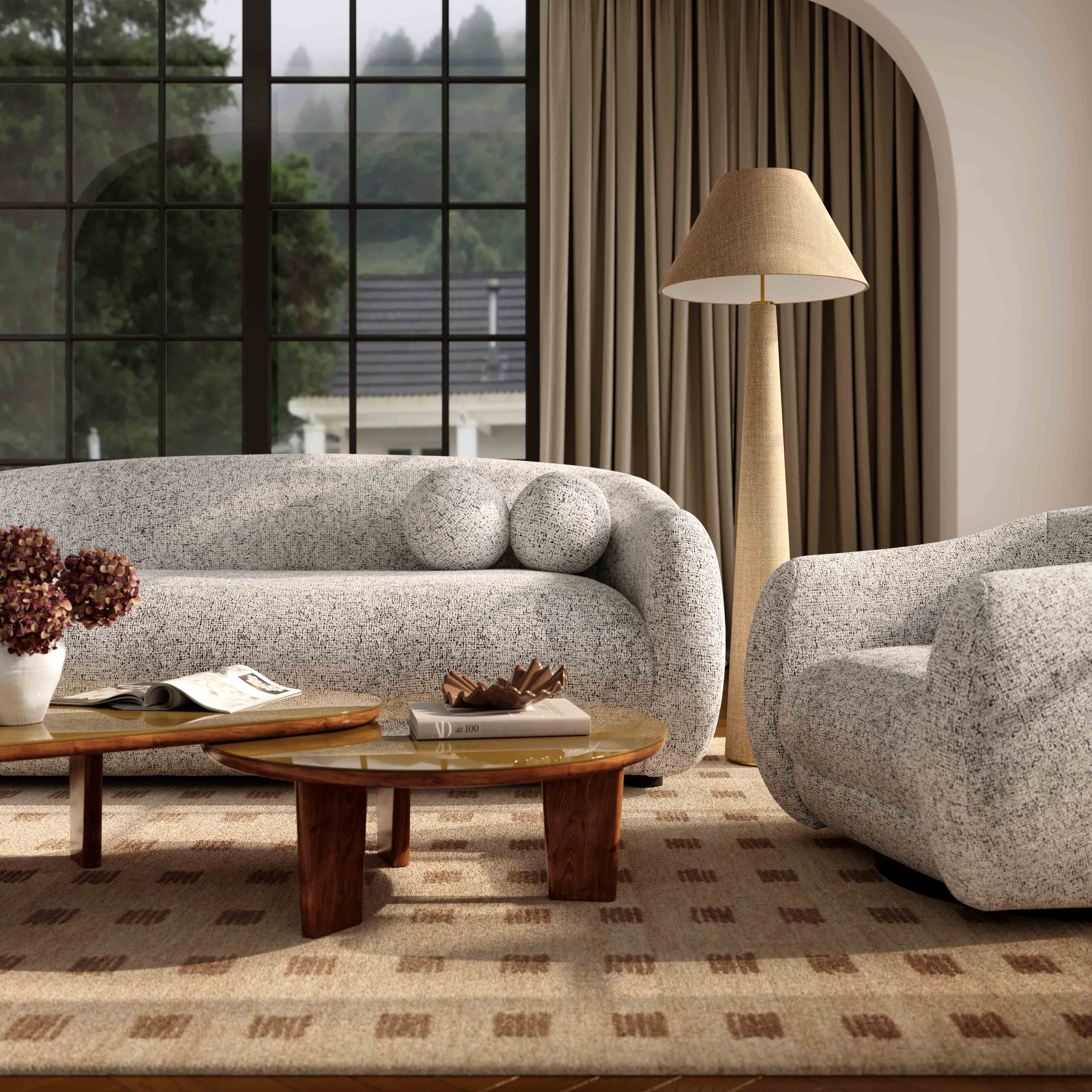 Judy 80" Black and White Woven Performance Fabric Sofa - Image 2