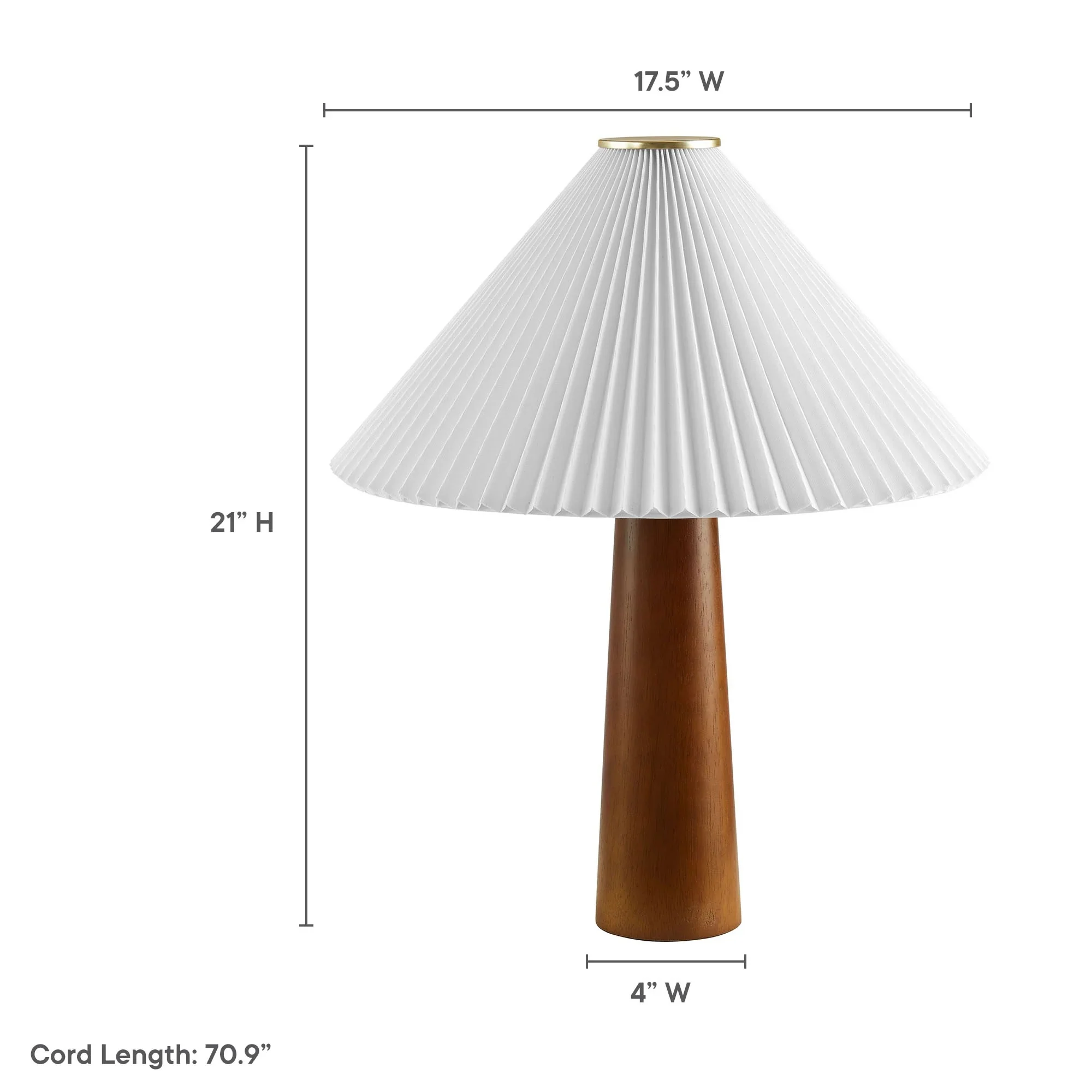 Jessica Wooden Base Table Lamp With Pleated Fabric Shade in Walnut - Image 13
