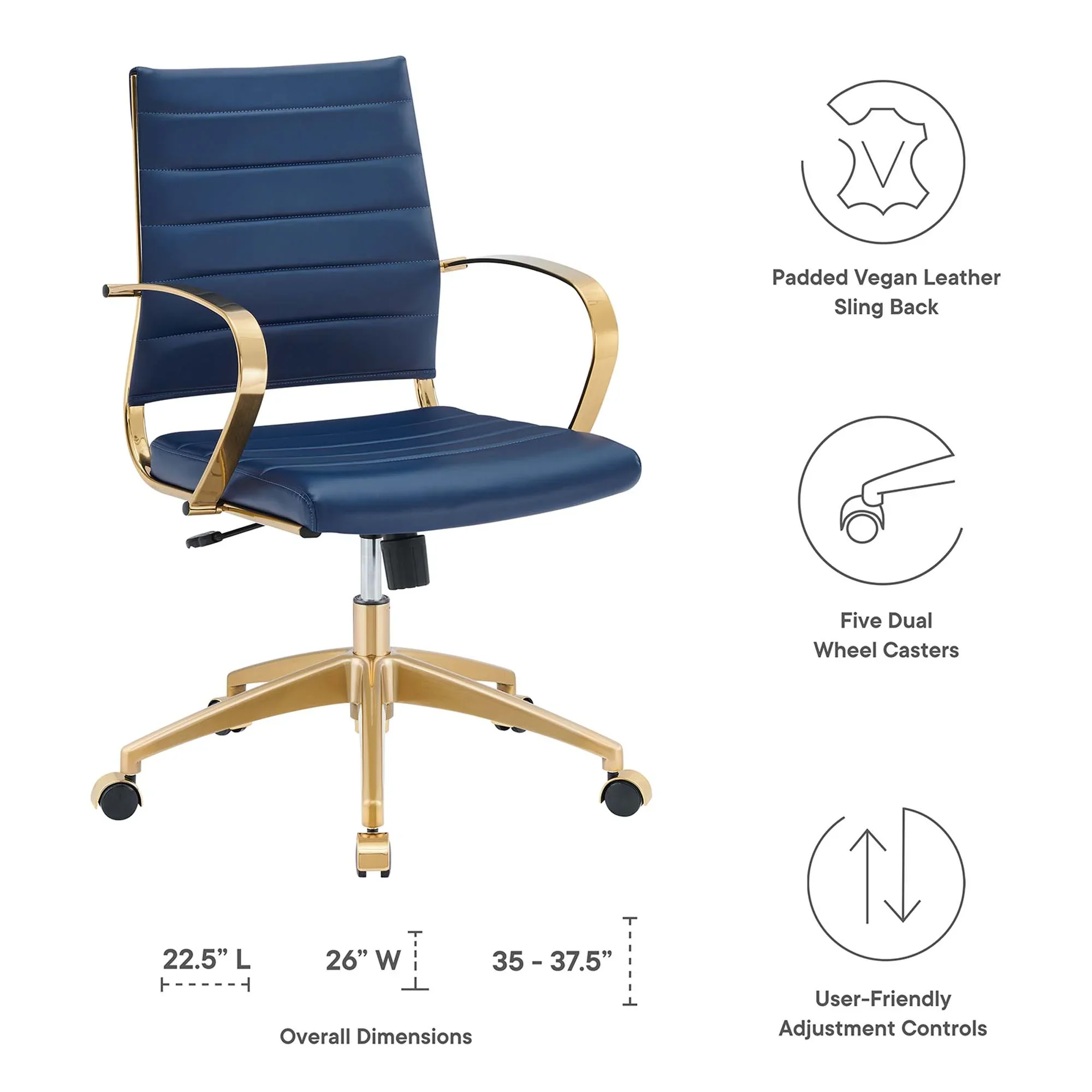 Jive Gold Stainless Steel Midback Office Chair - Image 8