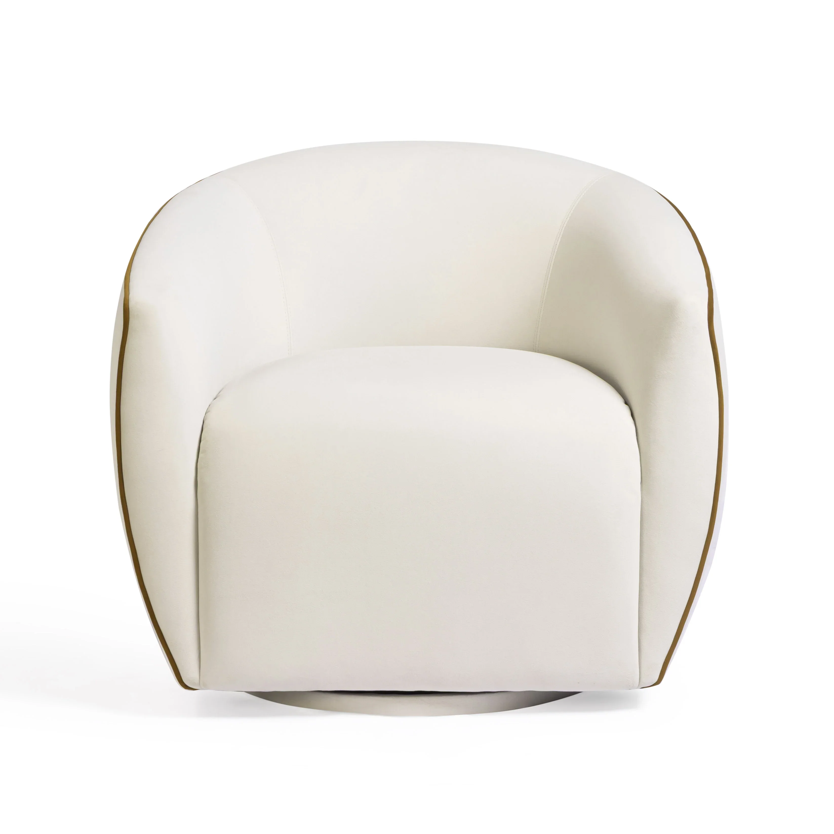 Jordan Contrast Piping Performance Velvet Swivel Accent Chair - Image 3