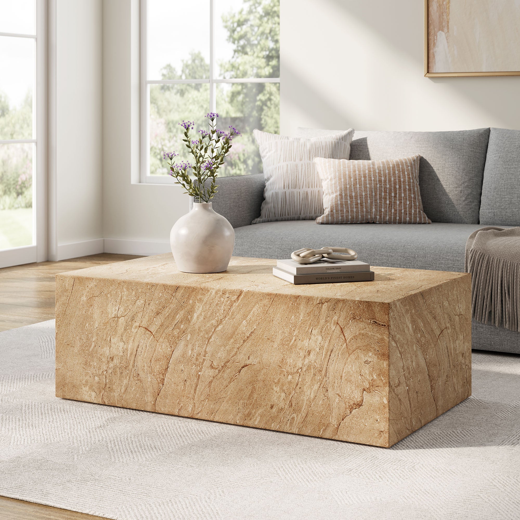 Jordana Square Plinth Indoor - Outdoor Patio Concrete Coffee Table - Image 13