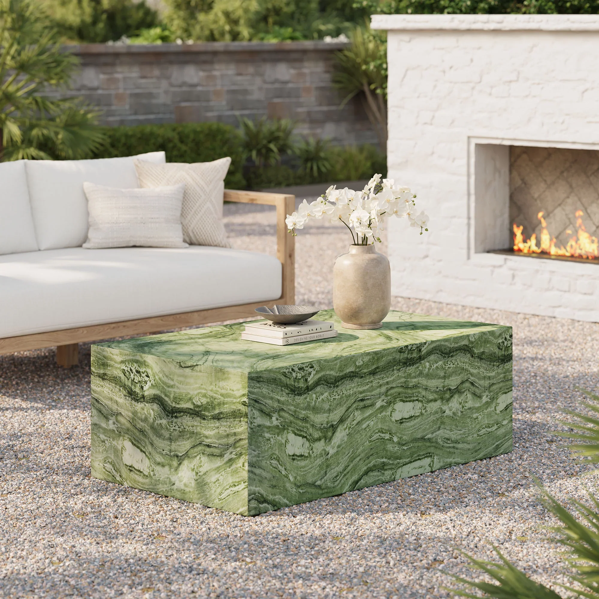 Jordana Square Plinth Indoor - Outdoor Patio Concrete Coffee Table - Image 2