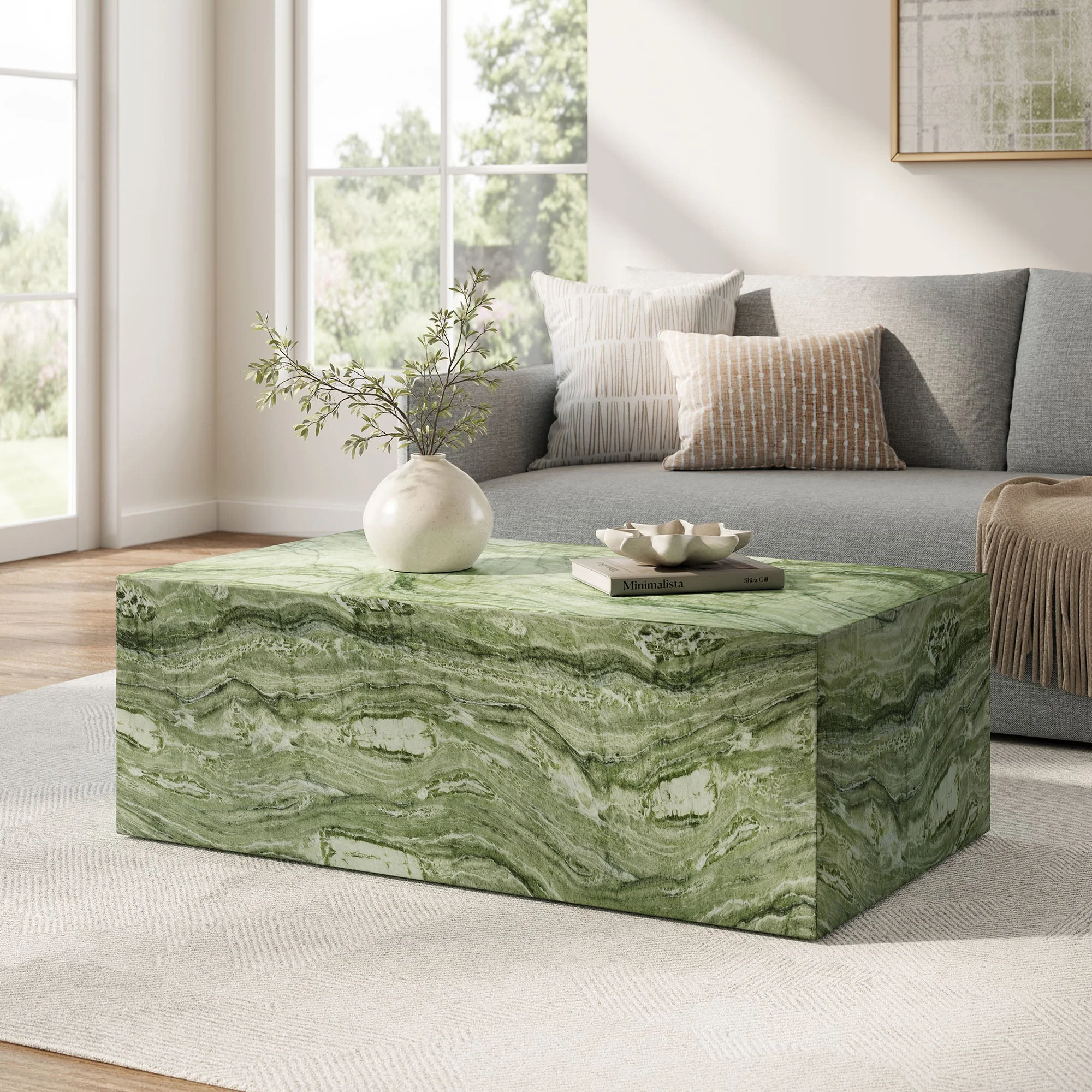 Jordana Square Plinth Indoor - Outdoor Patio Concrete Coffee Table - Image 3