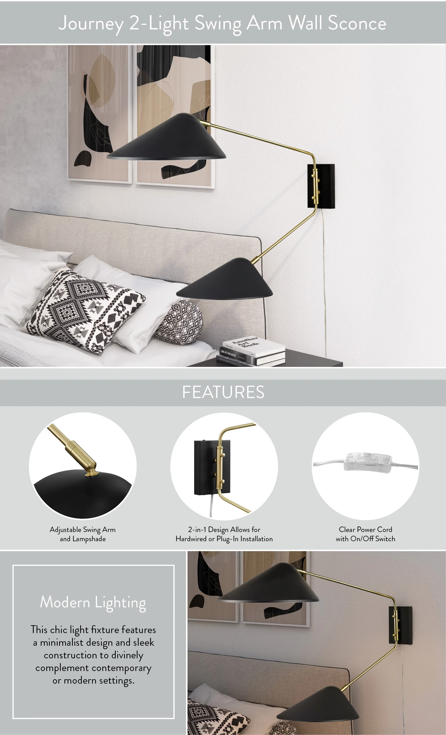 Journey 2-Light Swing Arm Wall Sconce - Image 9