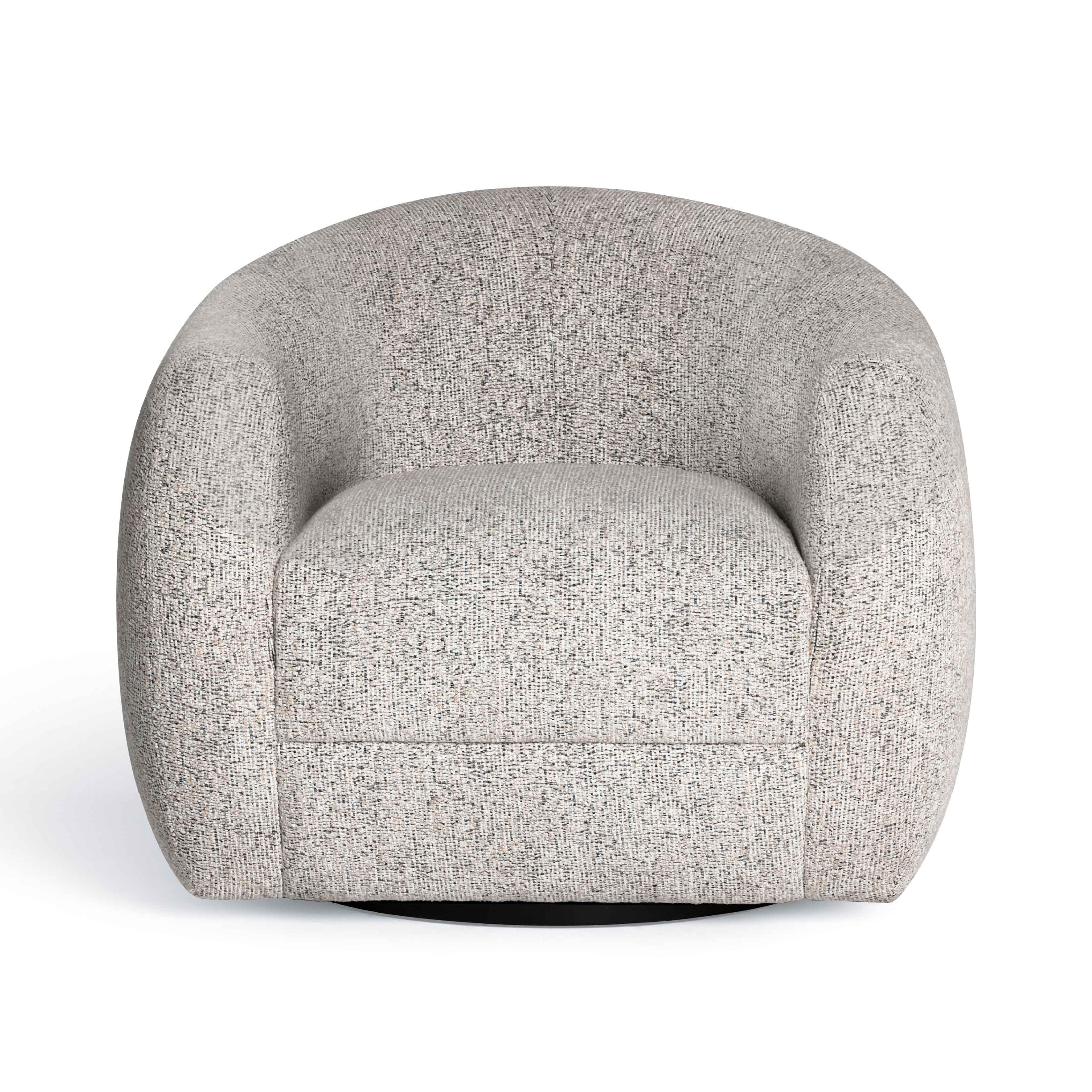 Judy Black and White Woven Performance Fabric Swivel Chair - Image 2