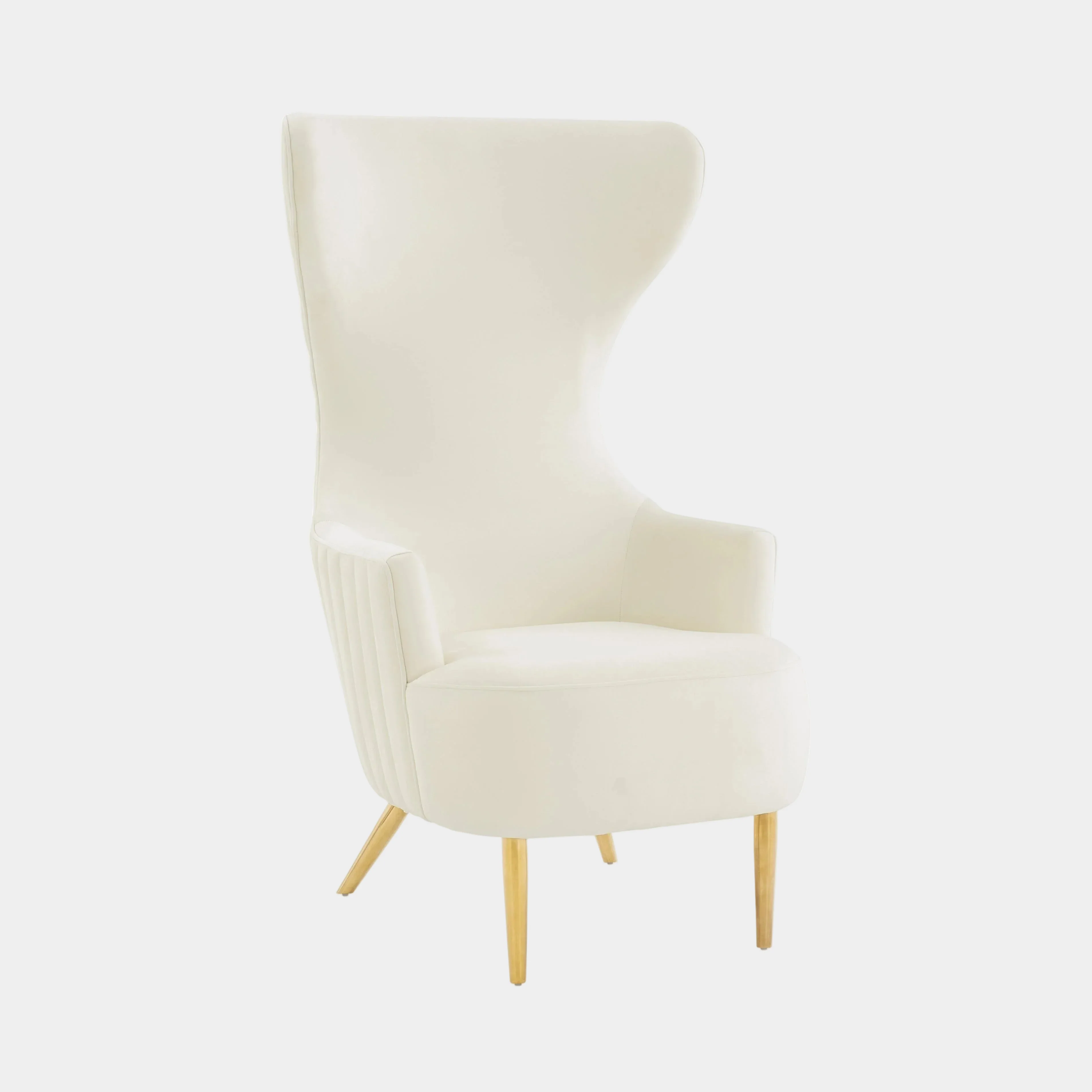 Julia Performance Velvet Channel Tufted Wingback Accent Chair