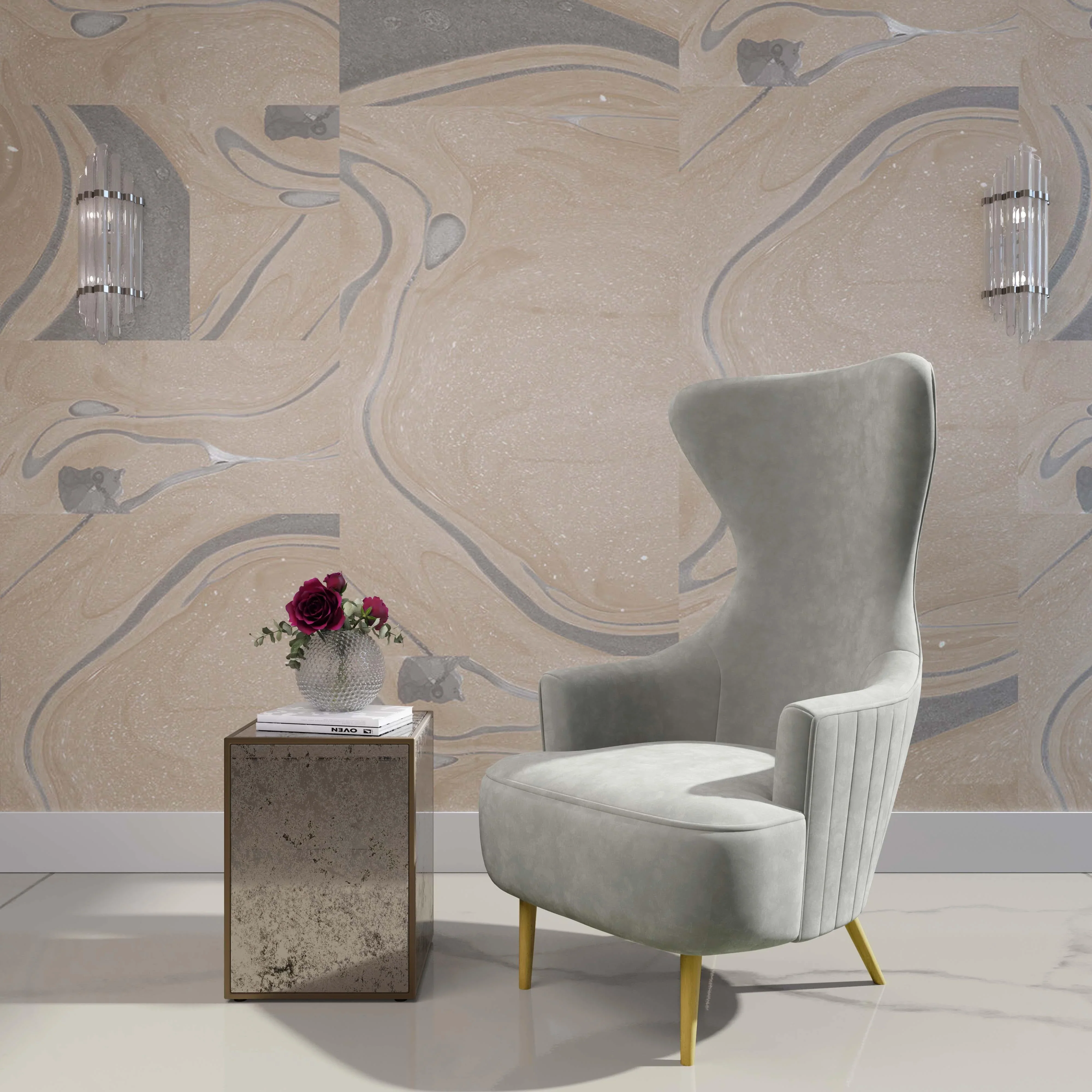 Julia Performance Velvet Channel Tufted Wingback Accent Chair - Image 9