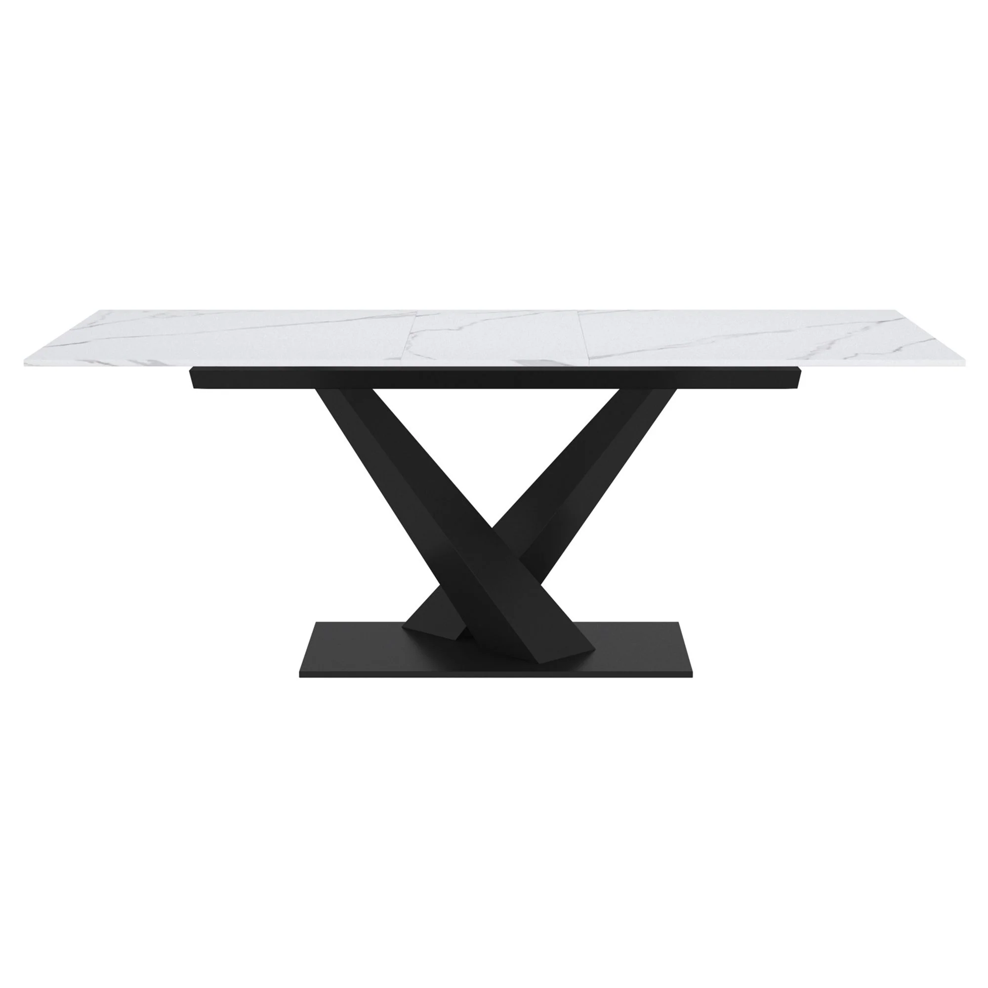Julius/Signy 7pc Dining Set in White Table with Black Chair - Image 5