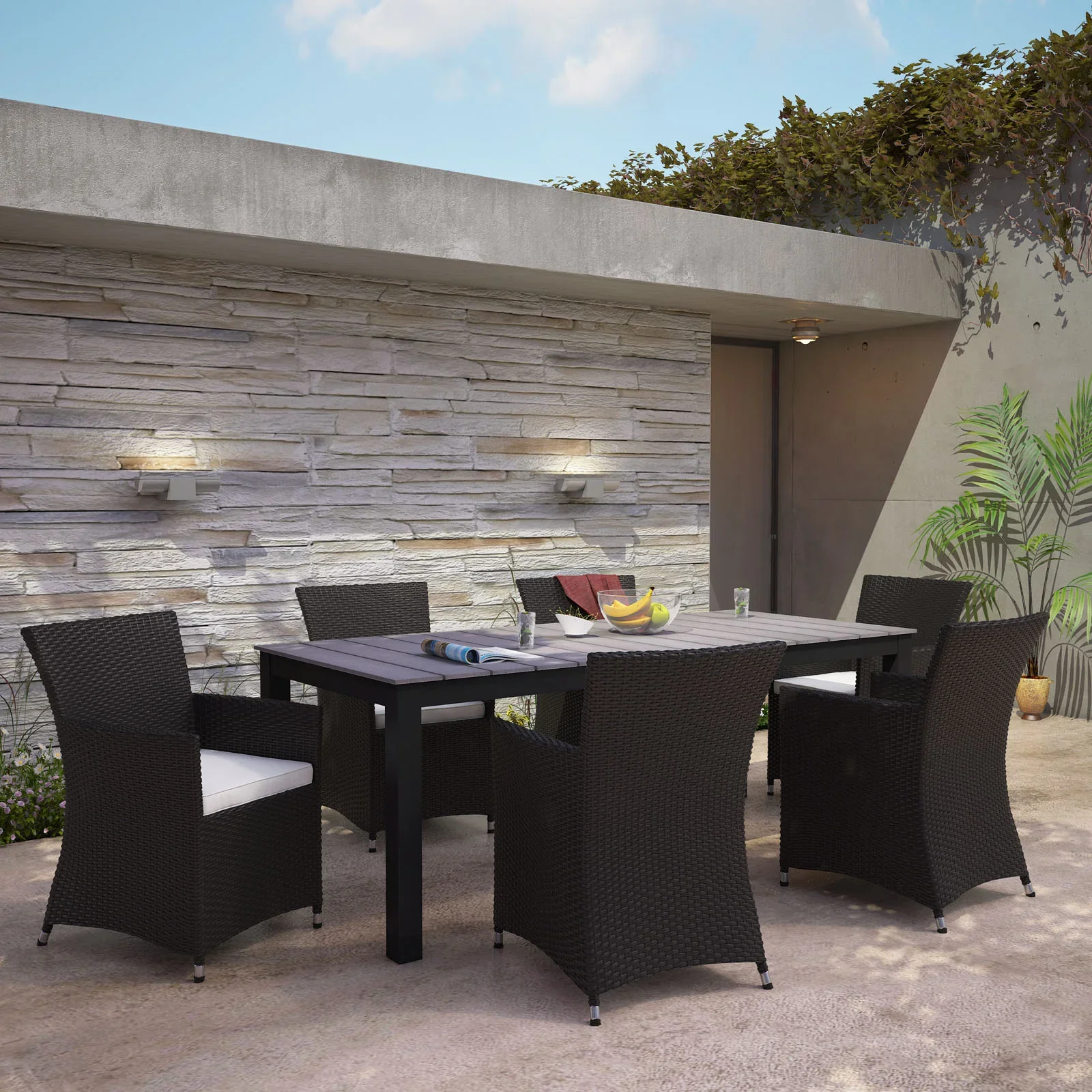 Junction 7 Piece Outdoor Patio Dining Set - Image 2