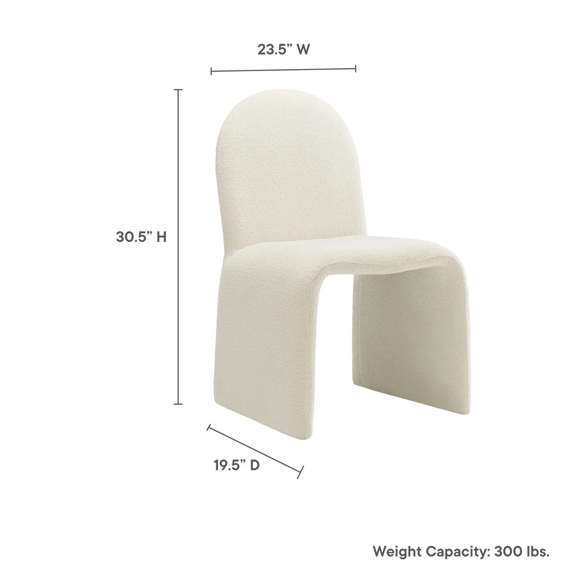 Junia Boucle Upholstered Arch Armless Dining Chair - Image 10