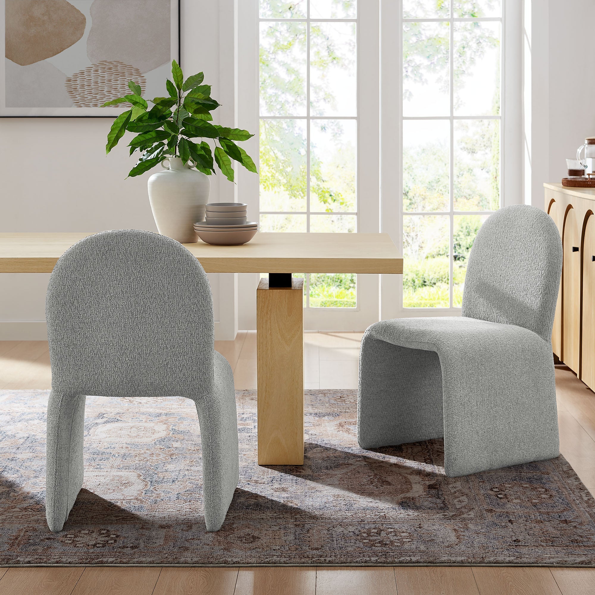 Junia Boucle Upholstered Arch Armless Dining Chair - Image 12