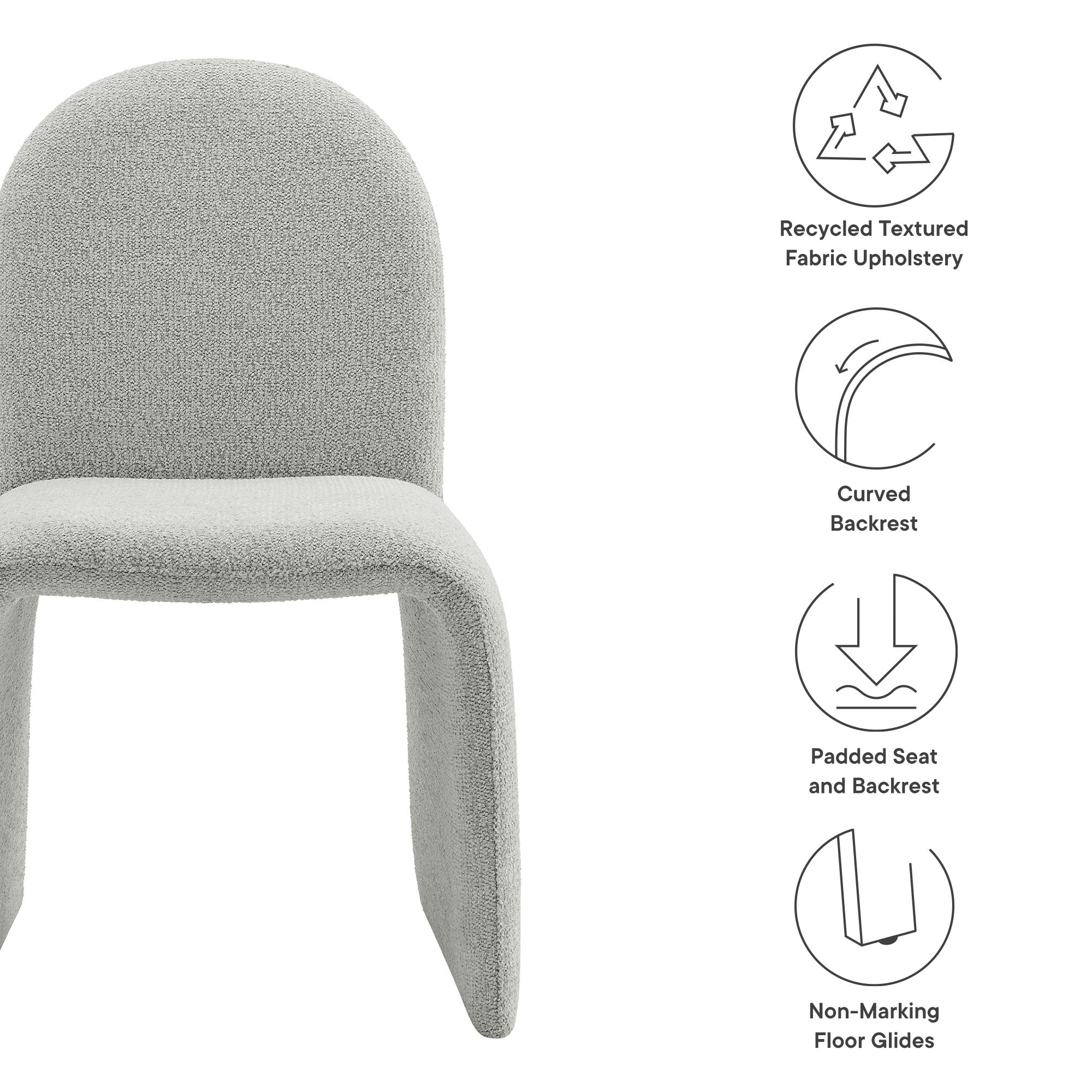 Junia Boucle Upholstered Arch Armless Dining Chair - Image 18