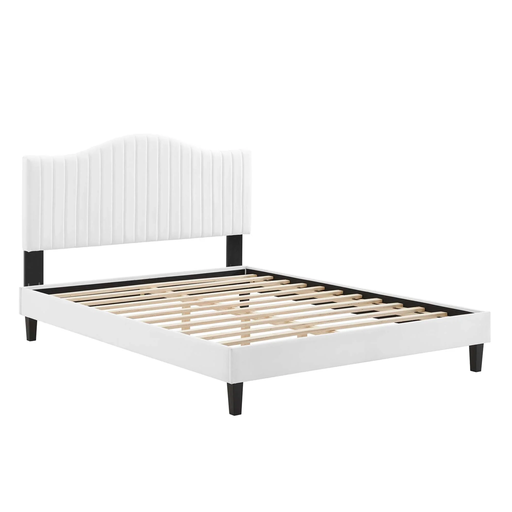 Juniper Channel Tufted Performance Velvet Platform Bed With Black Wood Legs - Image 20