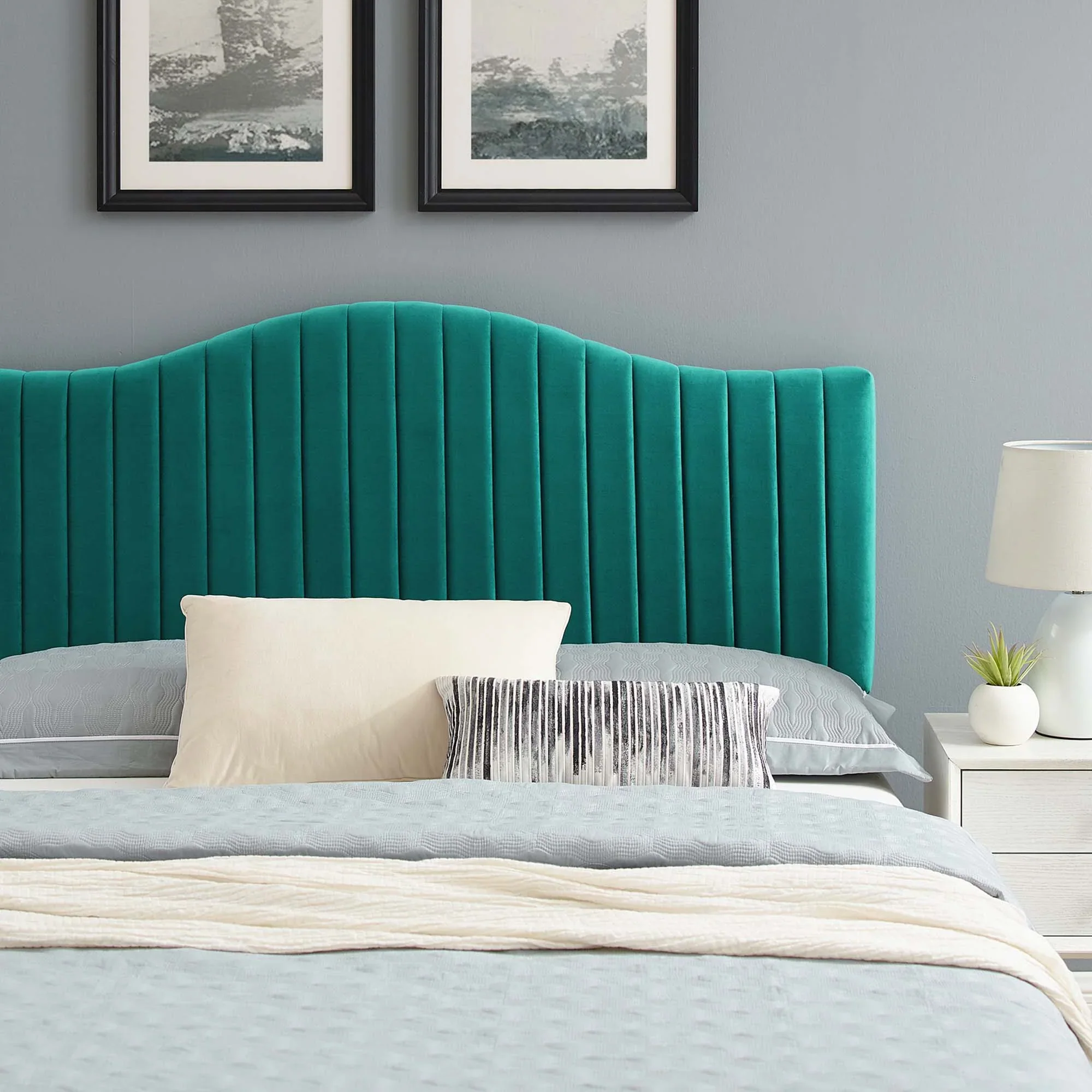 Juniper Channel Tufted Performance Velvet Platform Bed With Black Wood Legs - Image 28