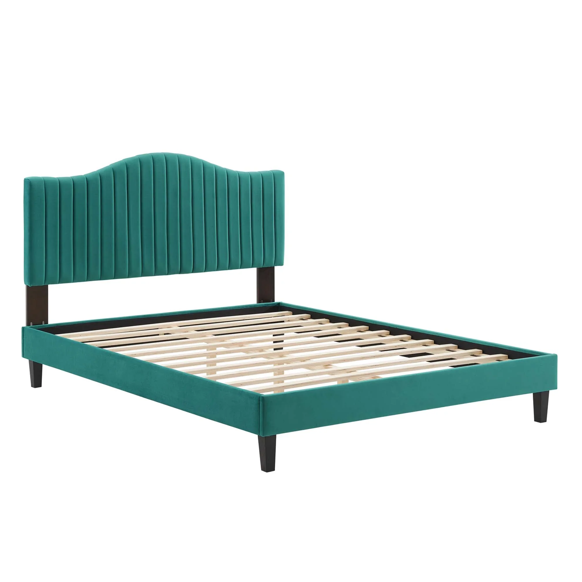Juniper Channel Tufted Performance Velvet Platform Bed With Black Wood Legs - Image 32