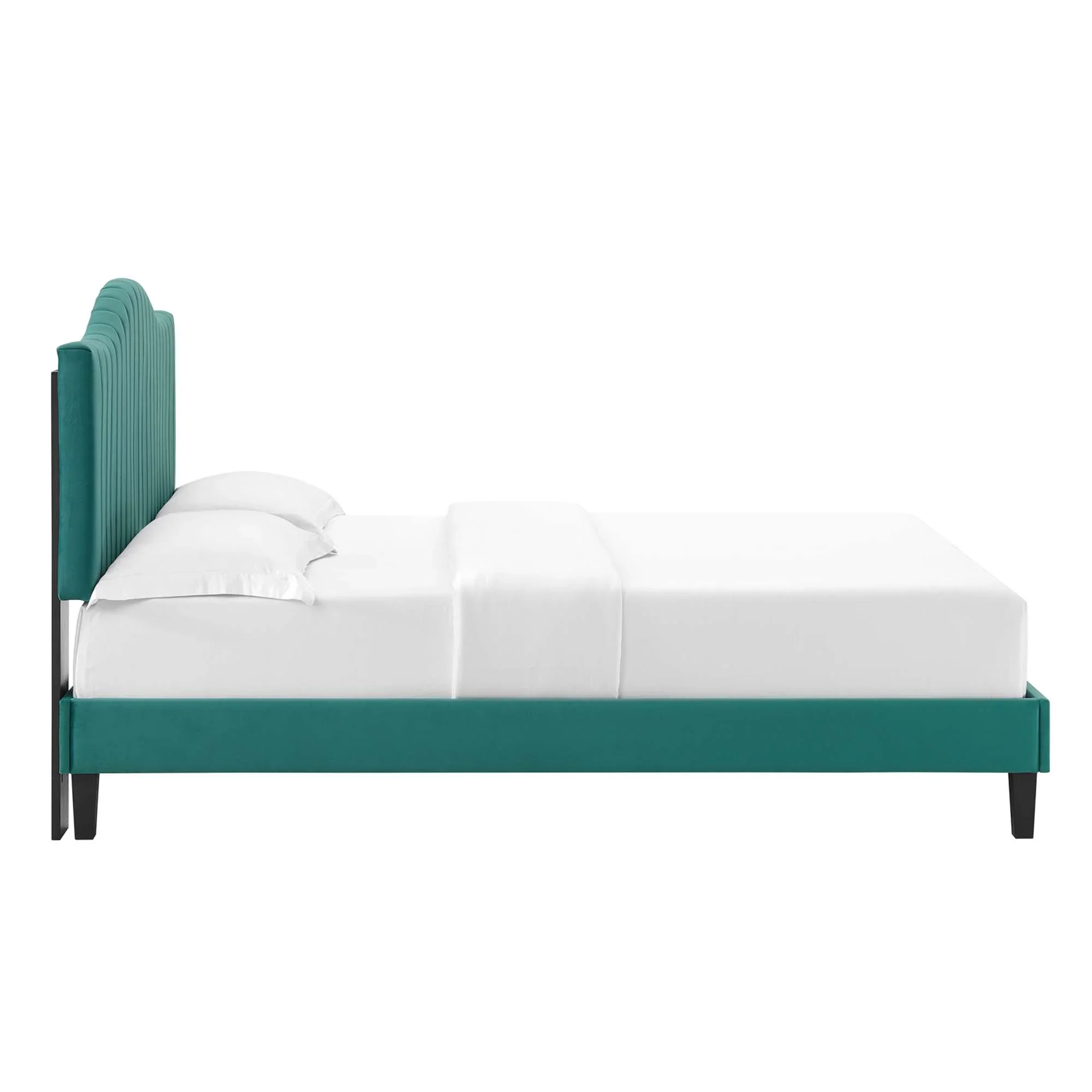 Juniper Channel Tufted Performance Velvet Platform Bed With Black Wood Legs - Image 33