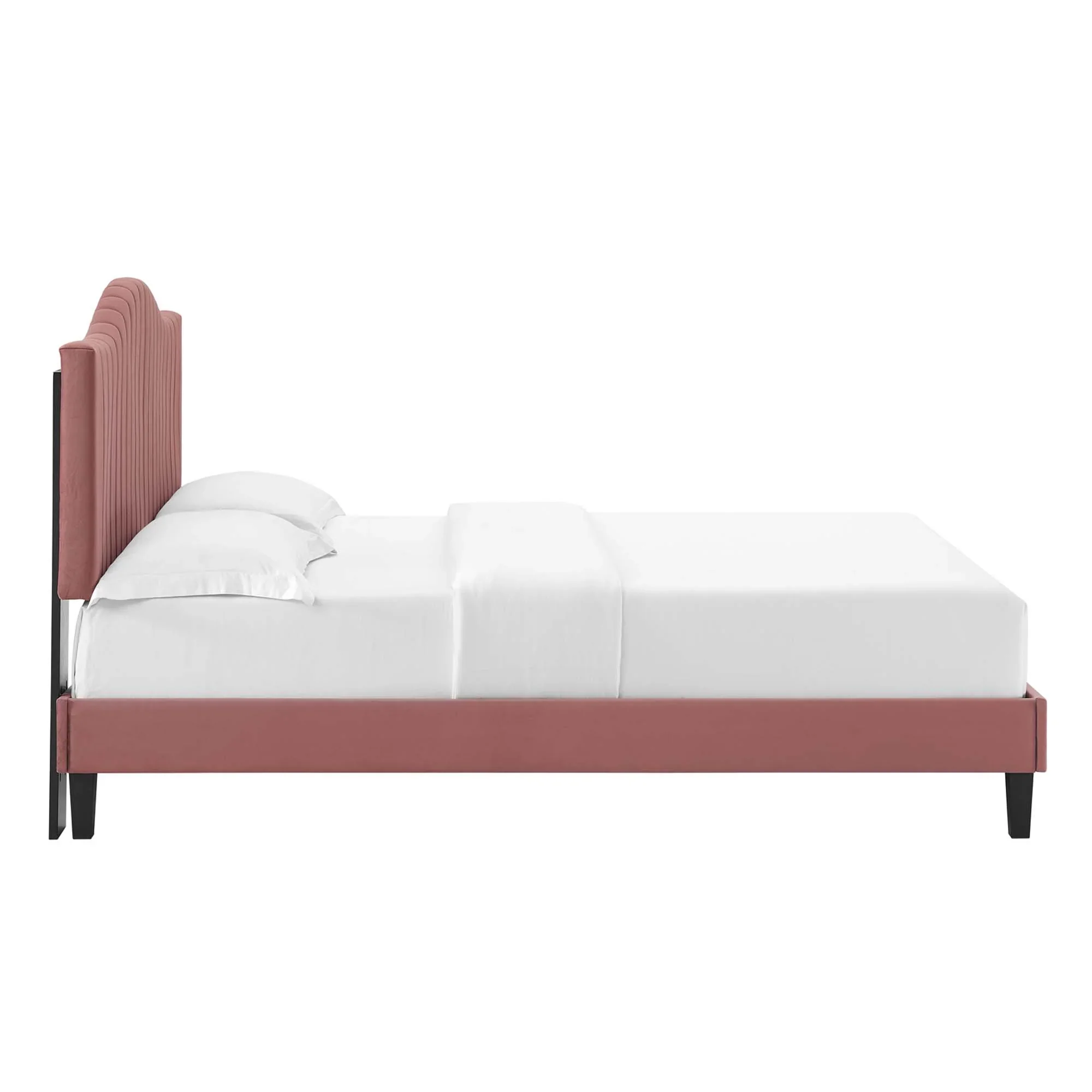 Juniper Channel Tufted Performance Velvet Platform Bed With Black Wood Legs - Image 9