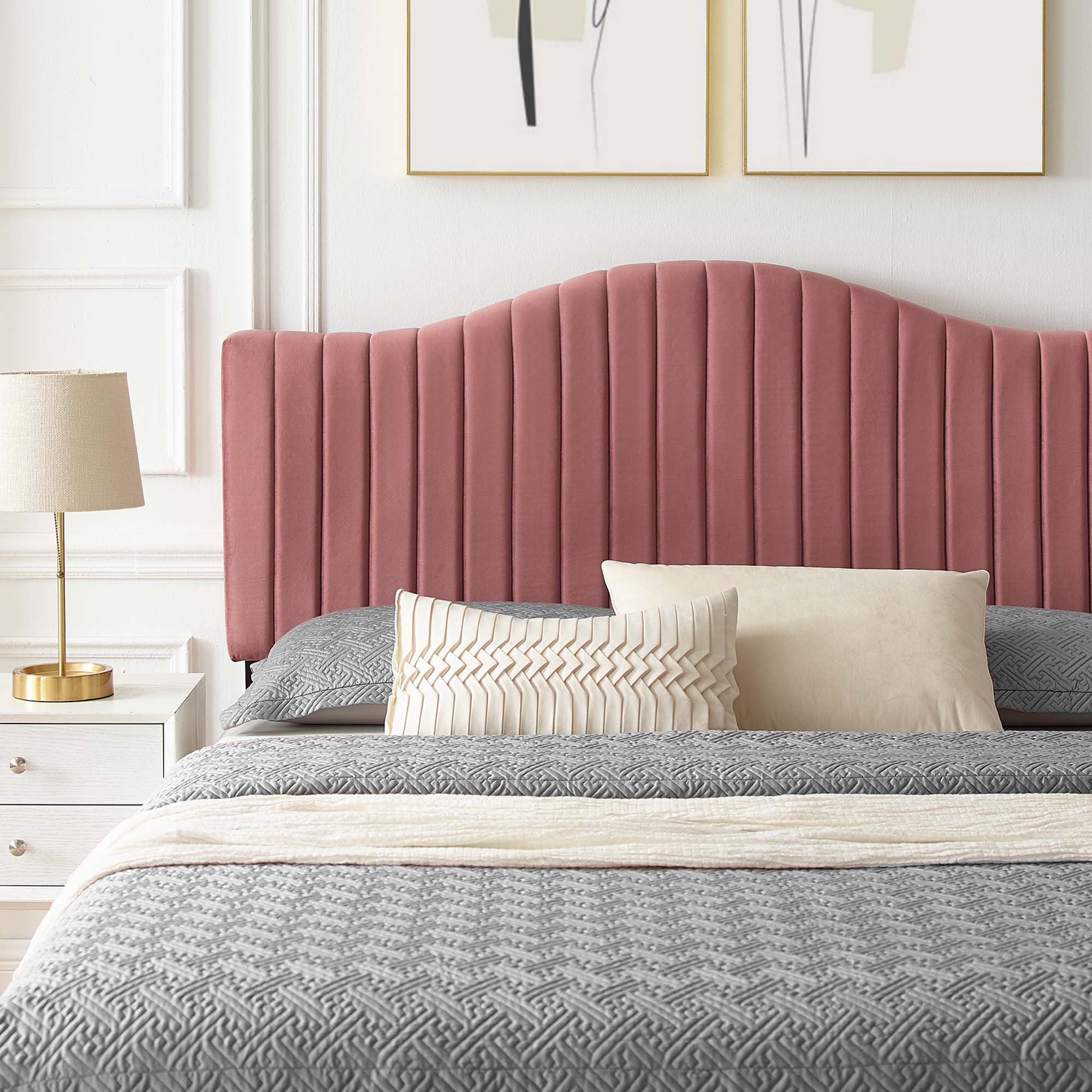 Juniper Channel Tufted Performance Velvet Platform Bed With Gold Metal Legs - Image 10