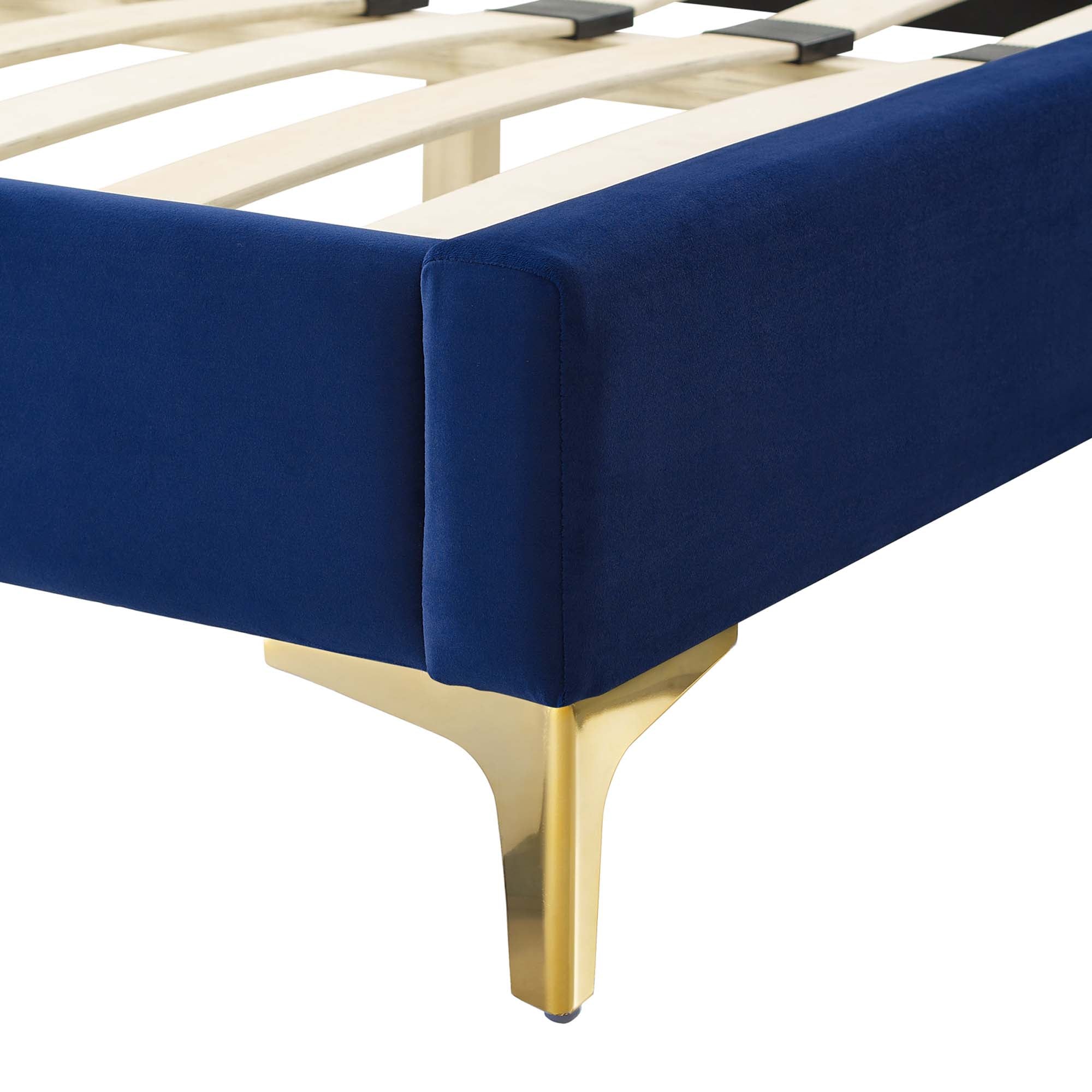 Juniper Channel Tufted Performance Velvet Platform Bed With Gold Metal Legs - Image 21