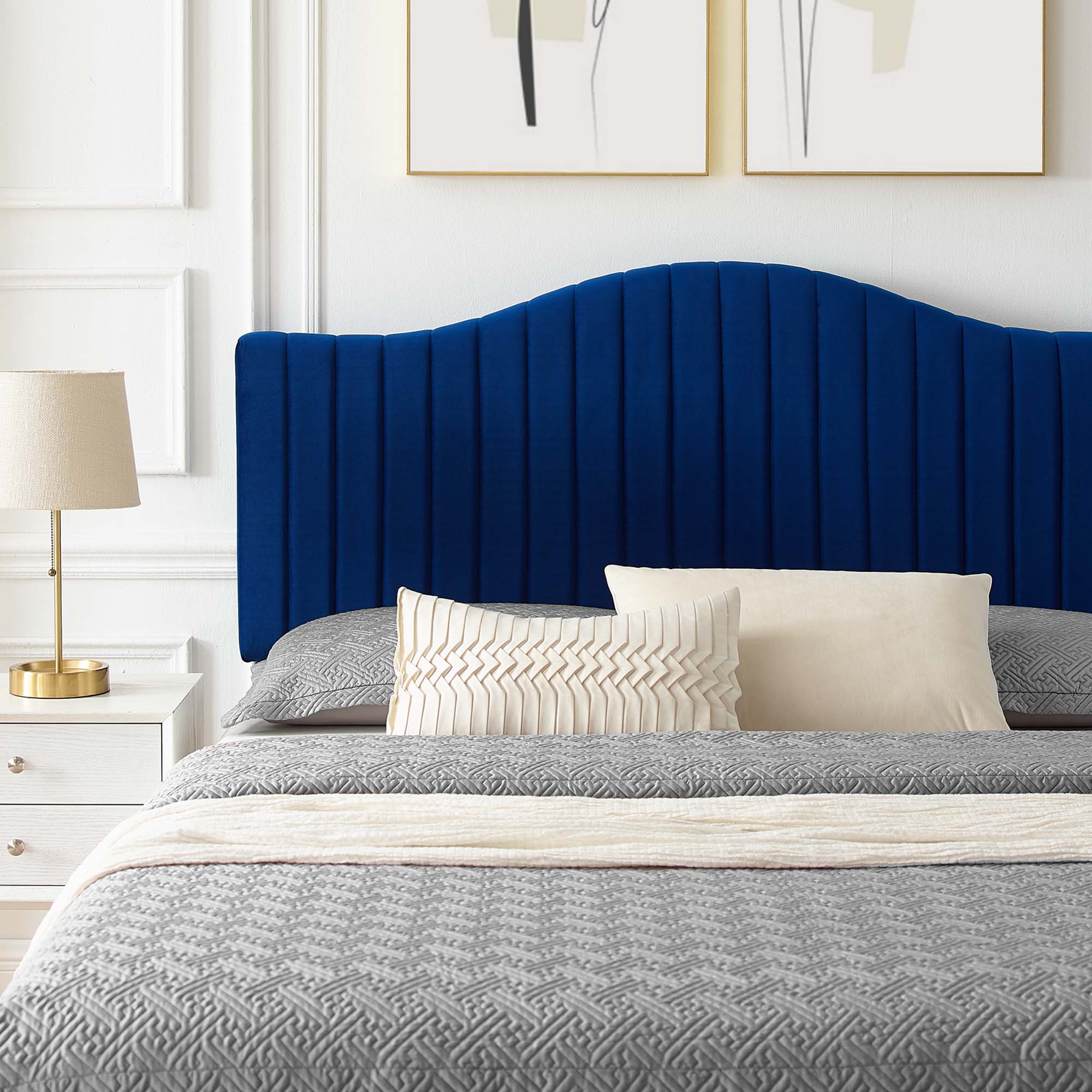 Juniper Channel Tufted Performance Velvet Platform Bed With Gold Metal Legs - Image 22