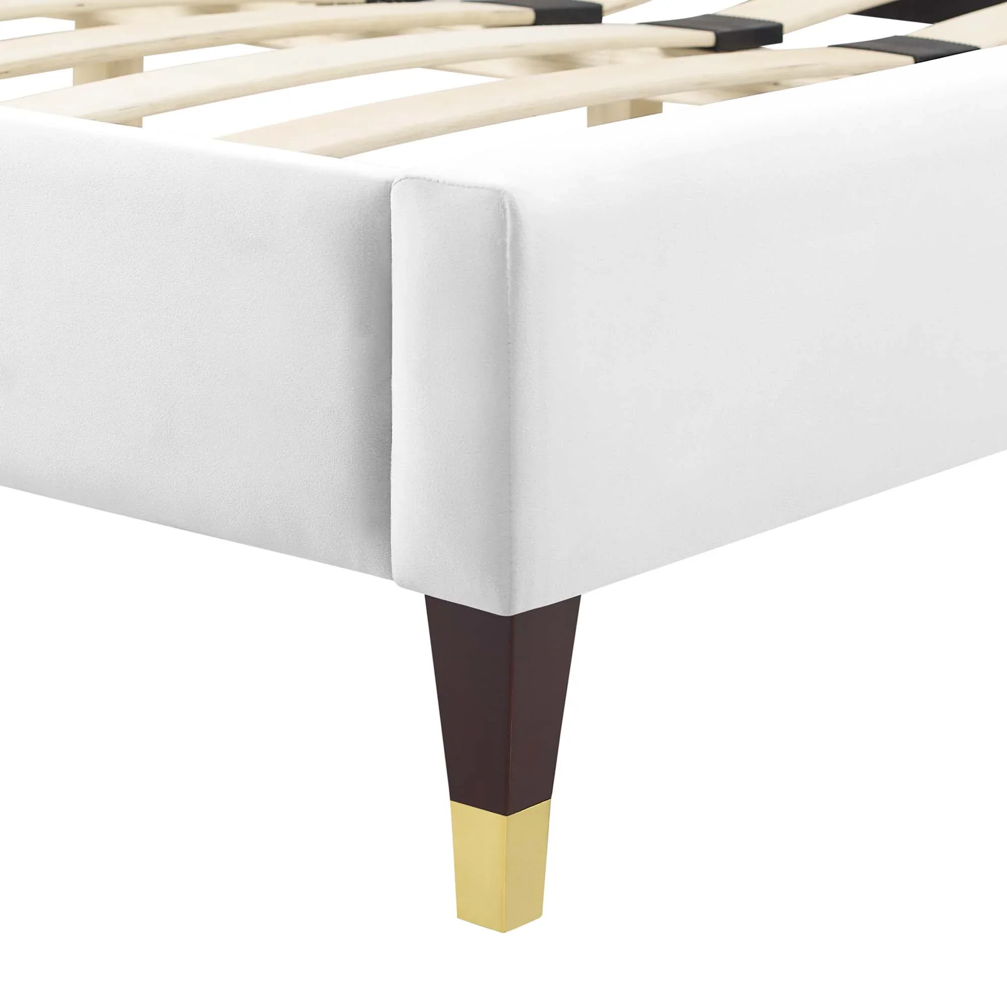 Juniper Channel Tufted Performance Velvet Platform Bed With Wood and Gold Legs - Image 23