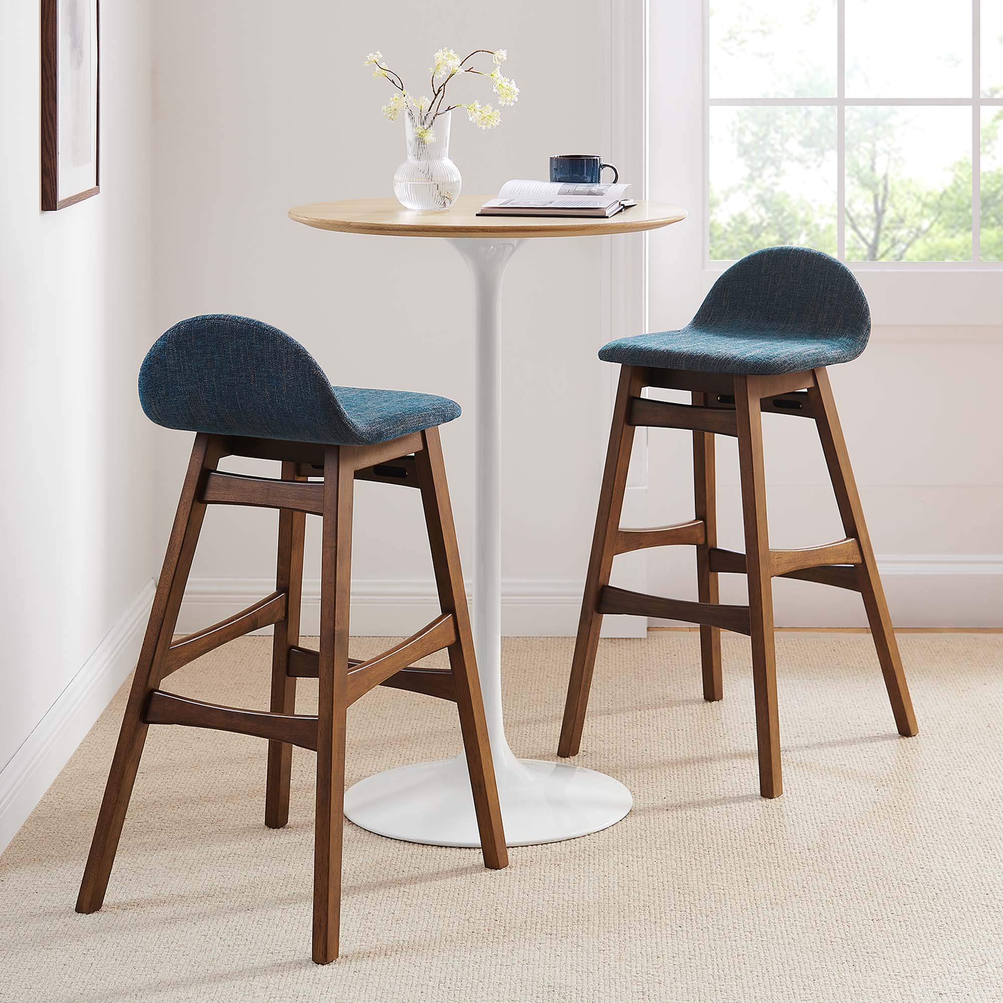 Juno Heathered Fabric Wood Bar Stool - Set of 2 - Image 2
