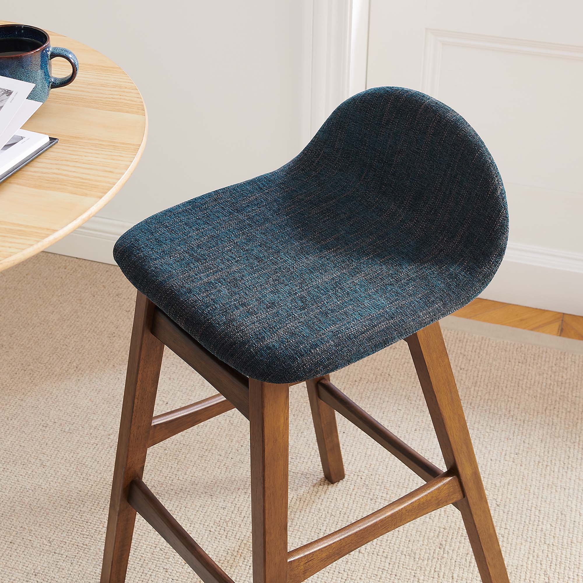 Juno Heathered Fabric Wood Bar Stool - Set of 2 - Image 3