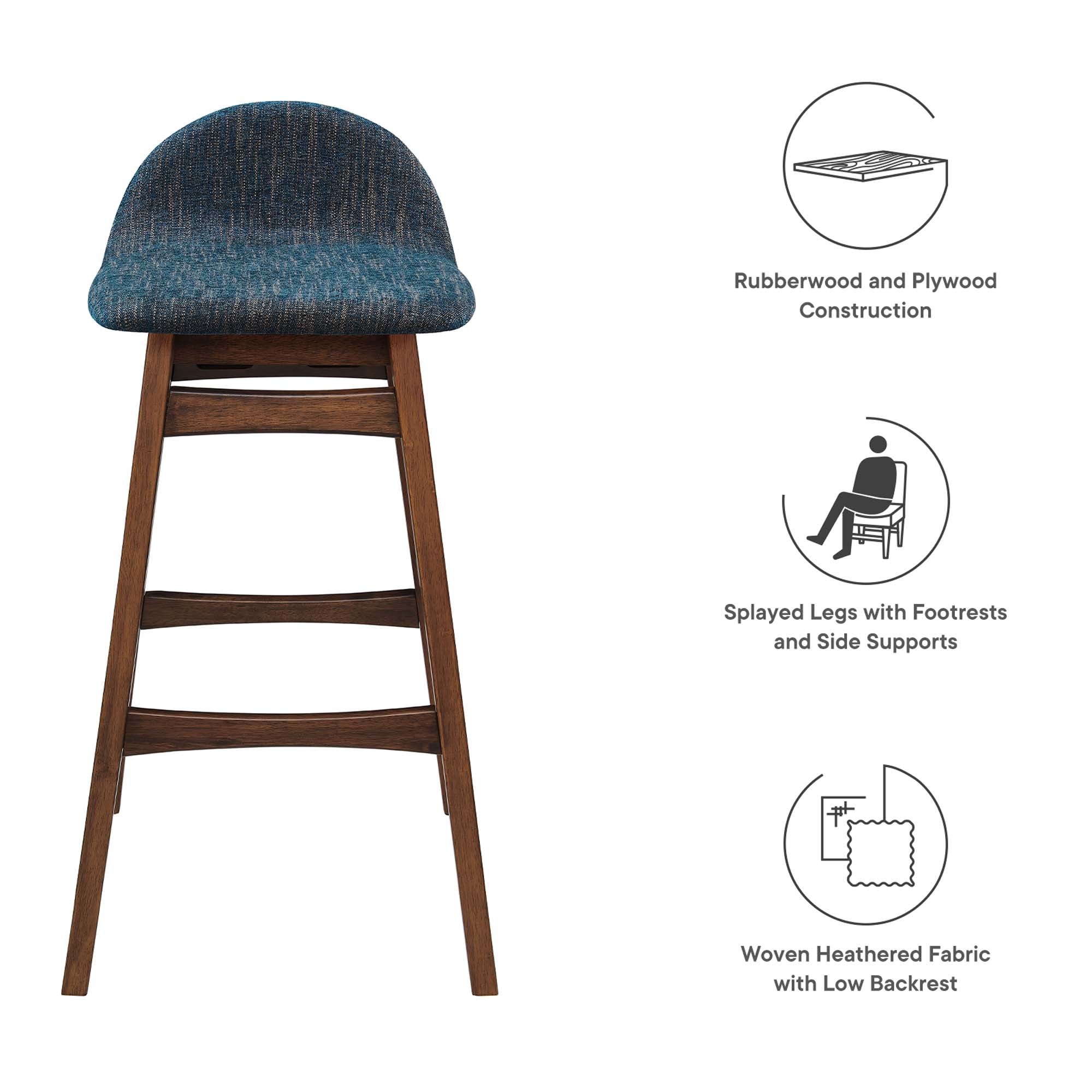 Juno Heathered Fabric Wood Bar Stool - Set of 2 - Image 7