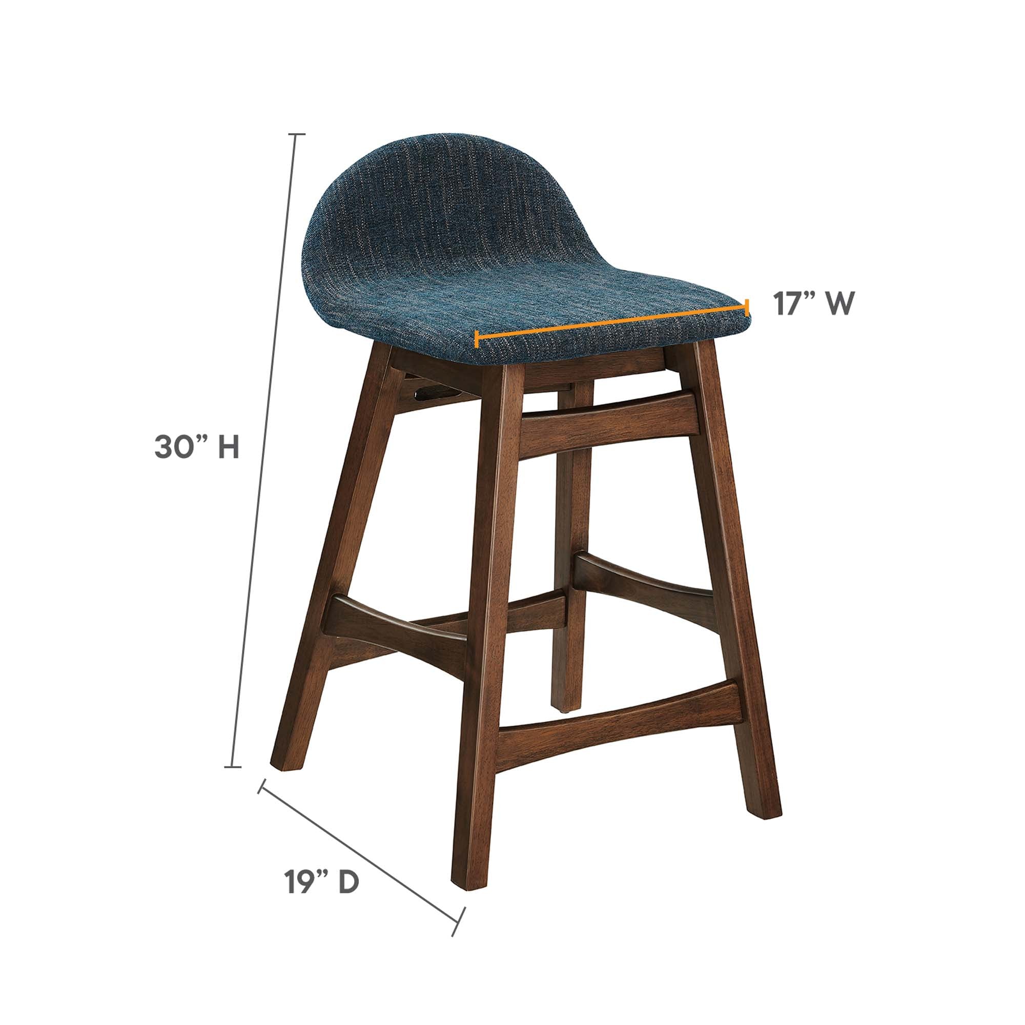 Juno Heathered Fabric Wood Counter Stool - Set of 2 - Image 9