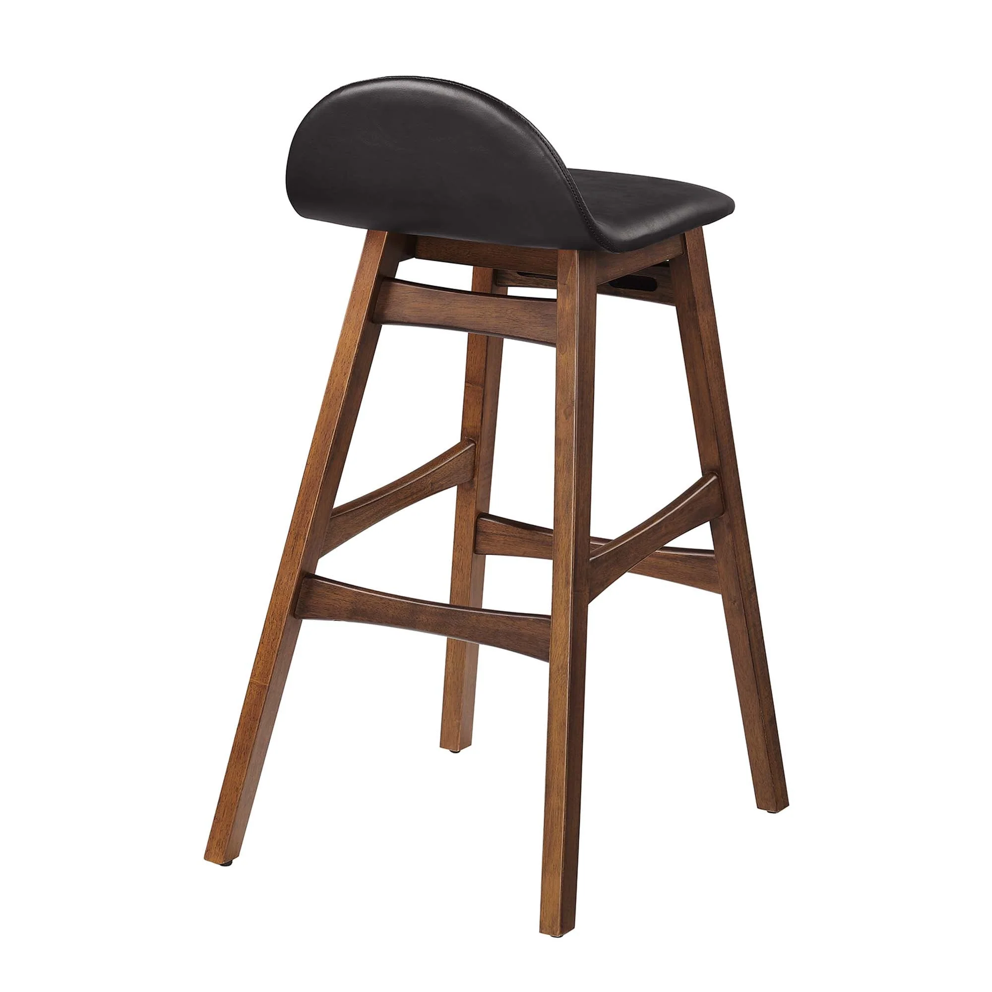 Juno Vegan Leather Wood Bar Stool - Set of 2 - Image 5