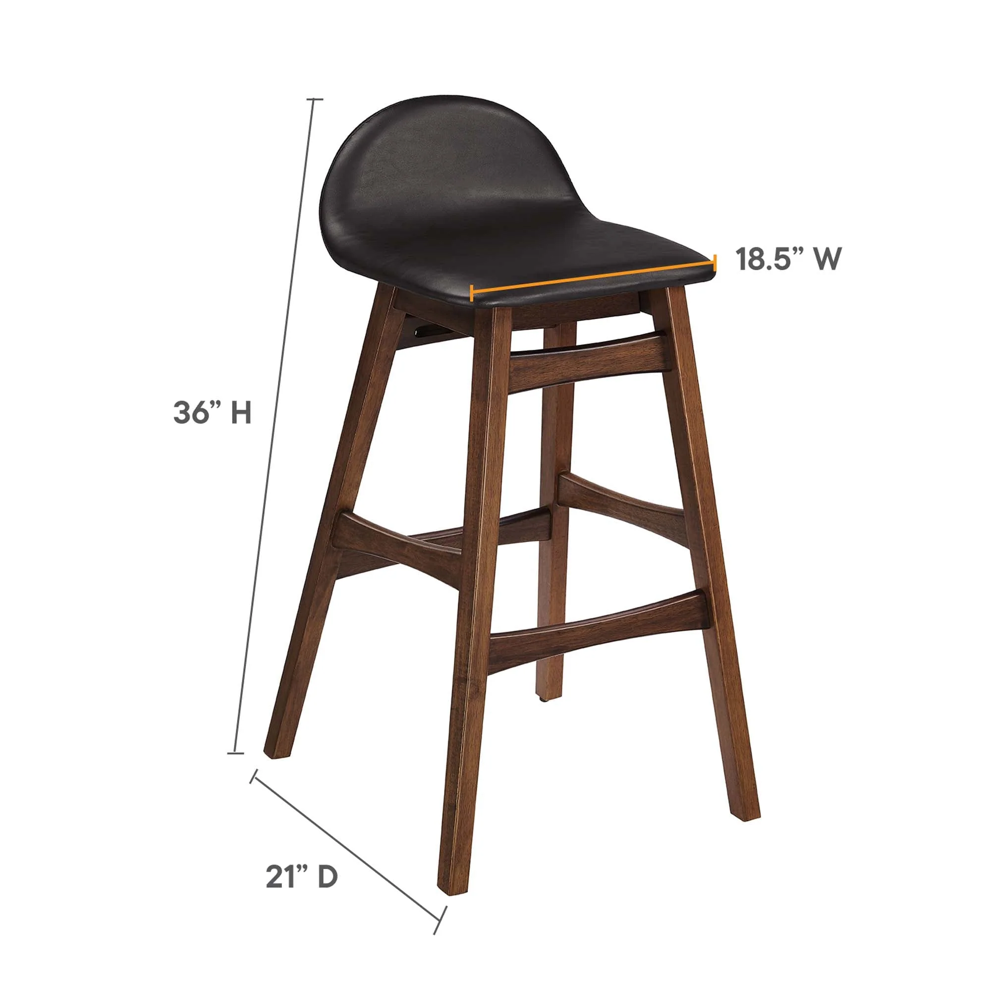 Juno Vegan Leather Wood Bar Stool - Set of 2 - Image 9