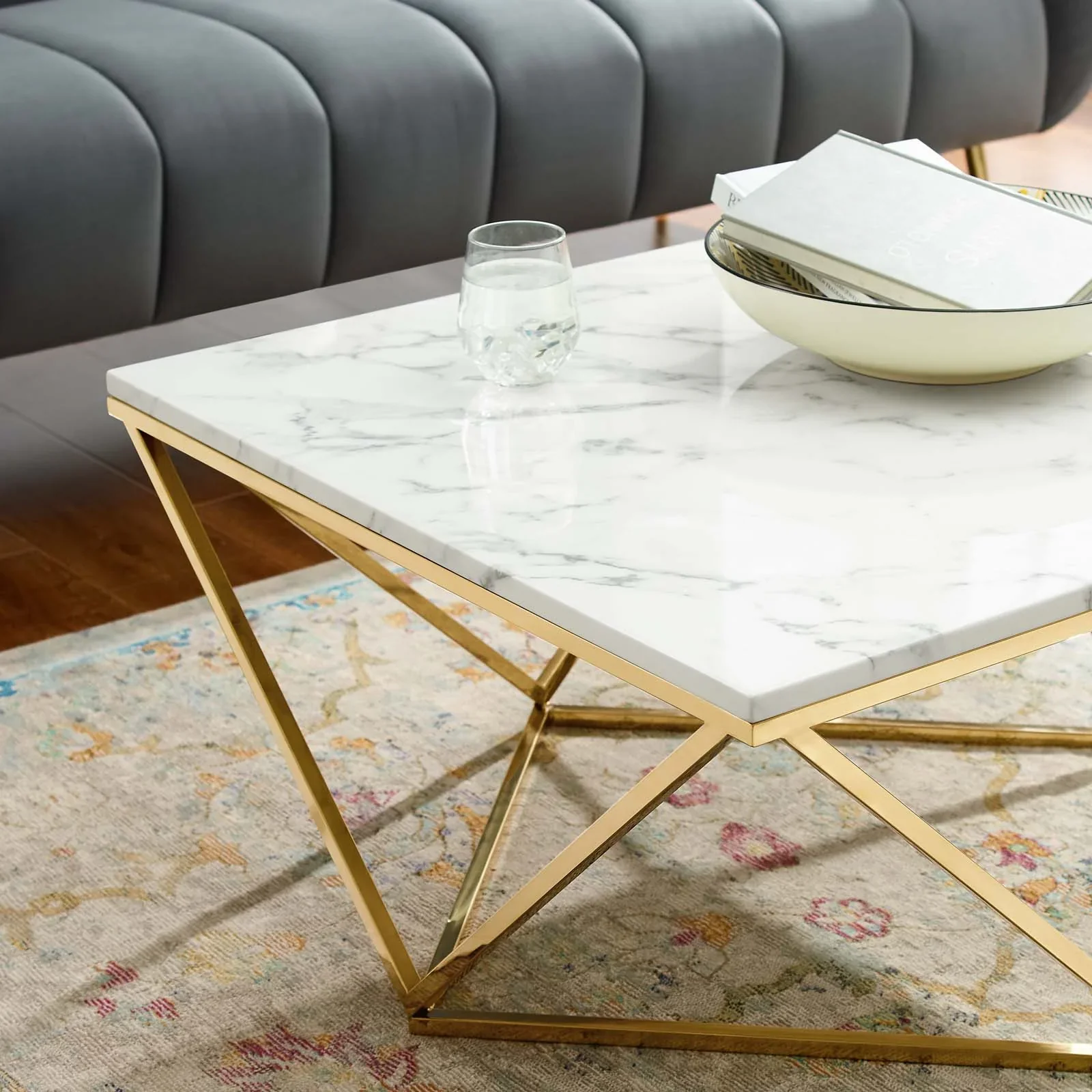Justine Marble Coffee Table (Faux) - Image 8
