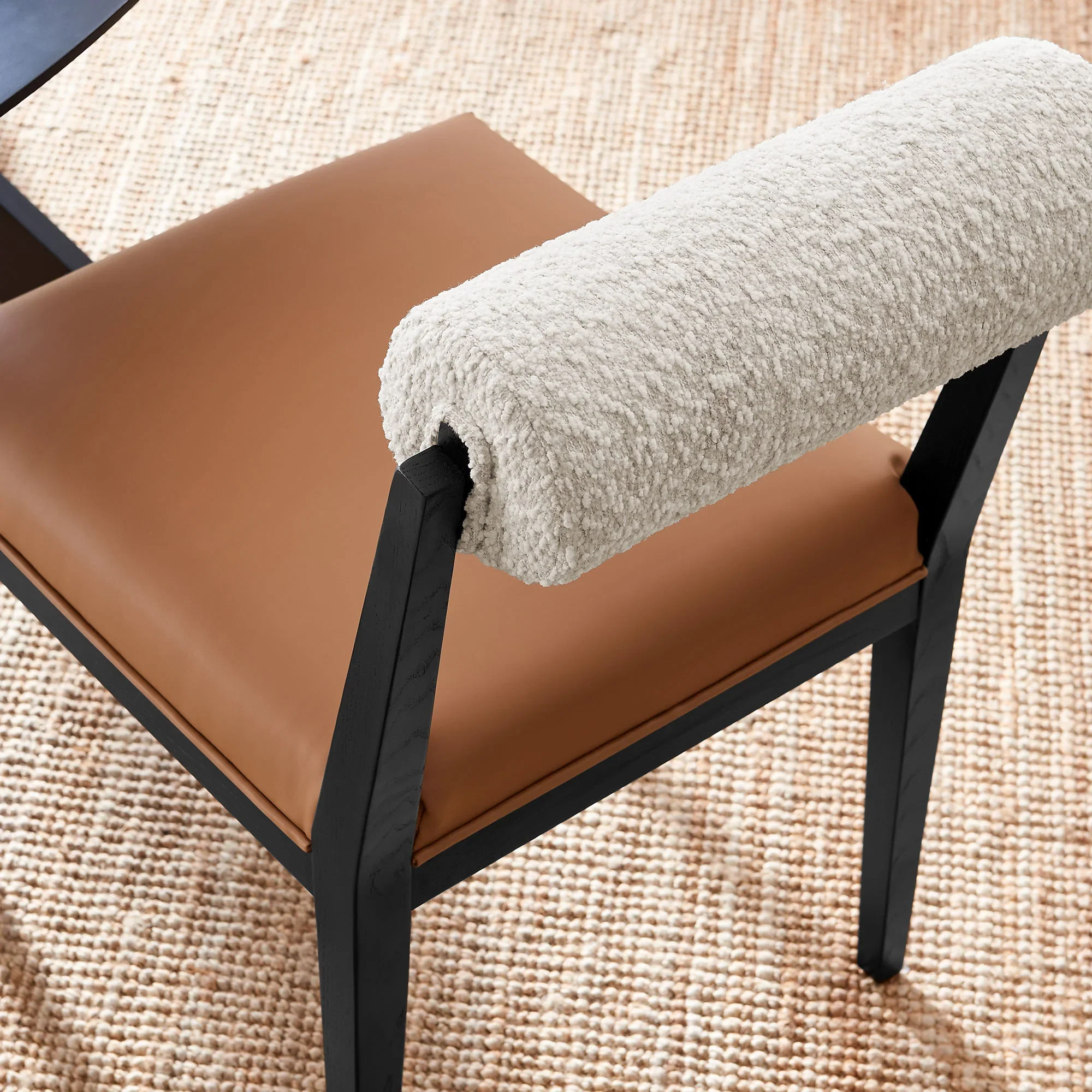 Kai Boucle and Vegan Leather Dining Chair - Image 4