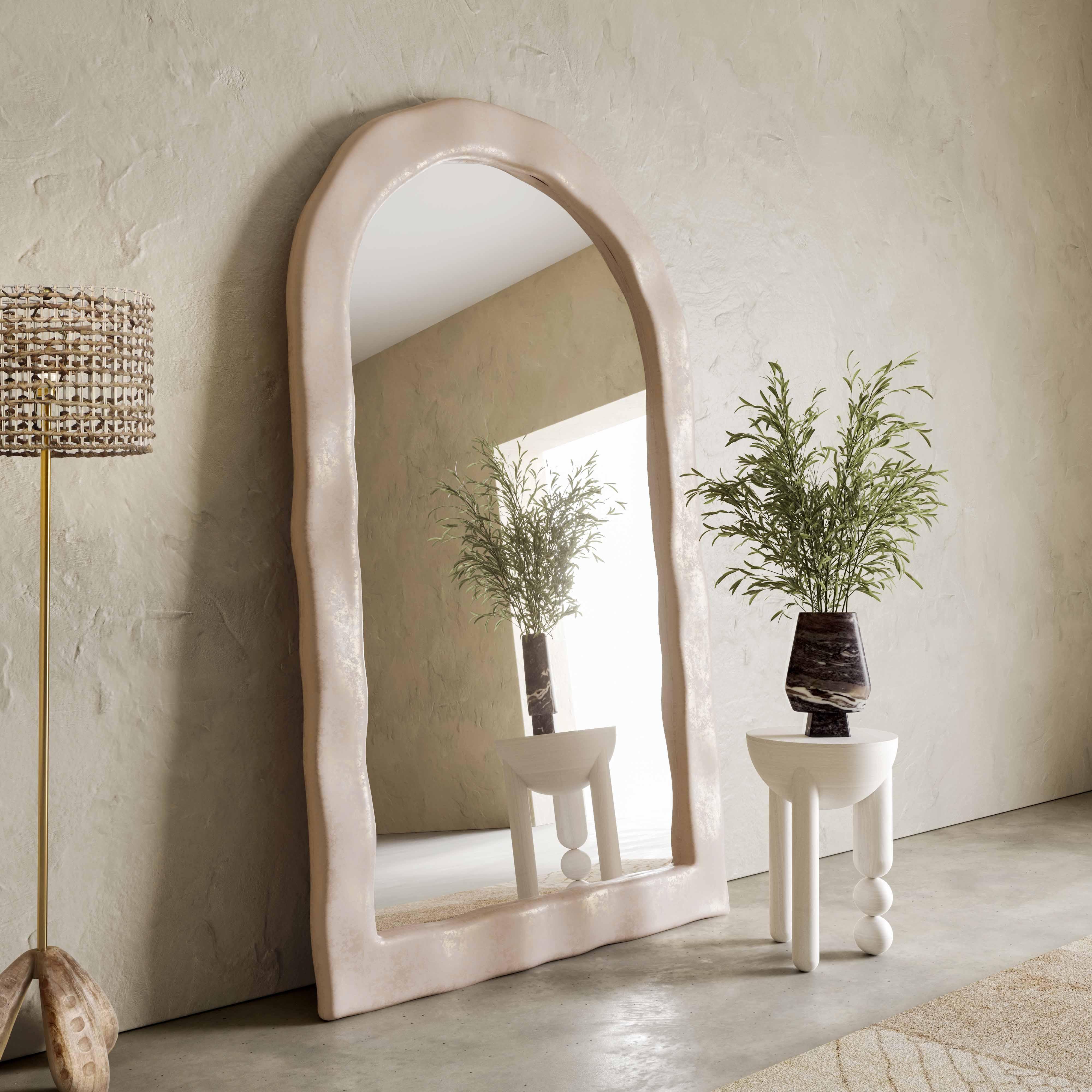 Kaia 48"X79" Cream Textured Floor Mirror - Image 2