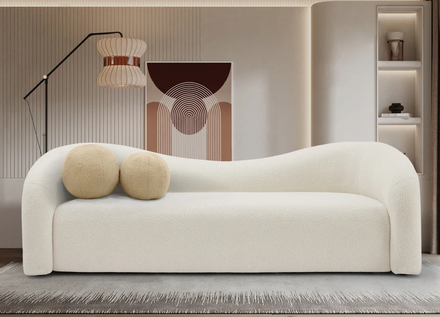 Kali Faux Shearling Teddy Fabric Sofa - Image 2