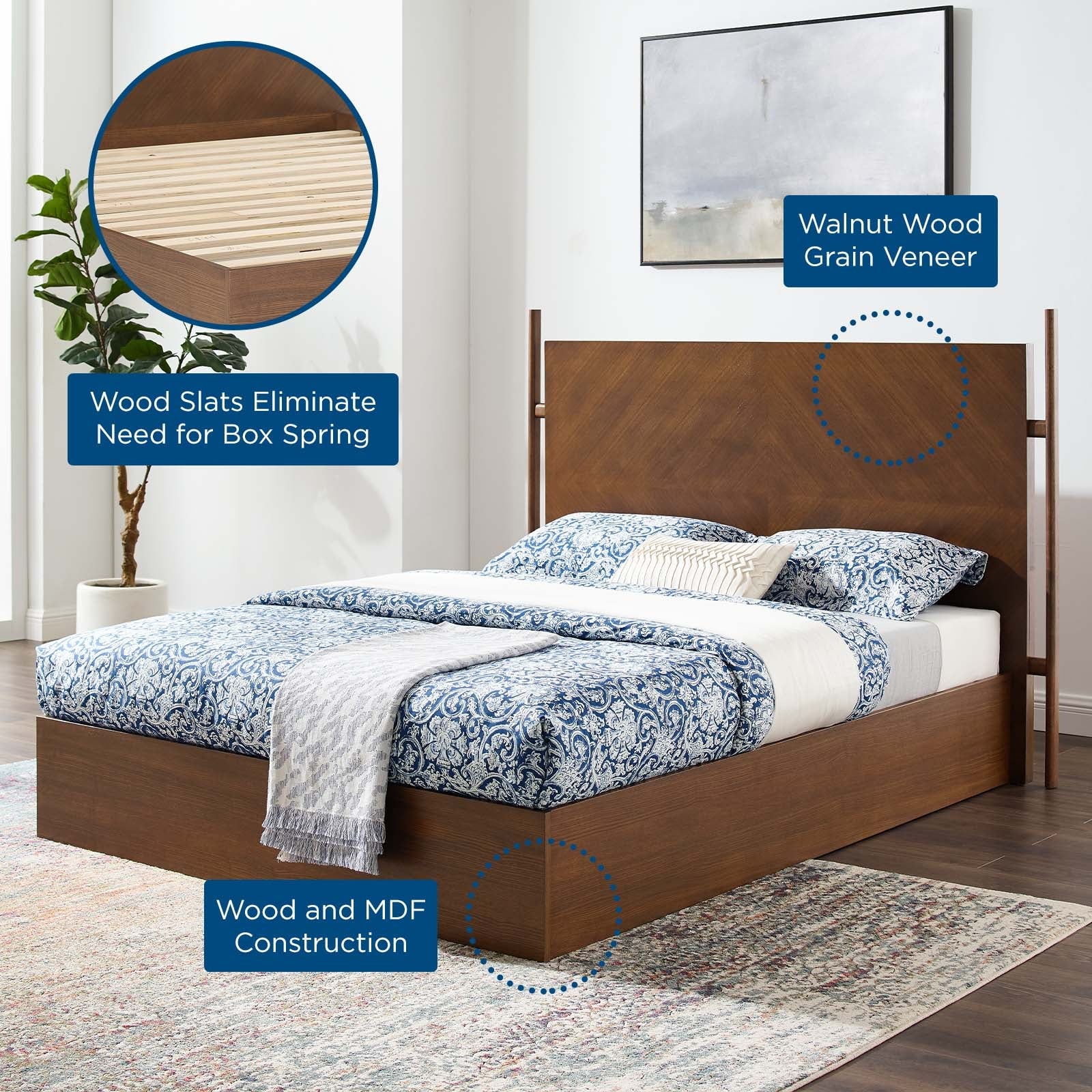 Kali Wood Queen Platform Bed - Image 2