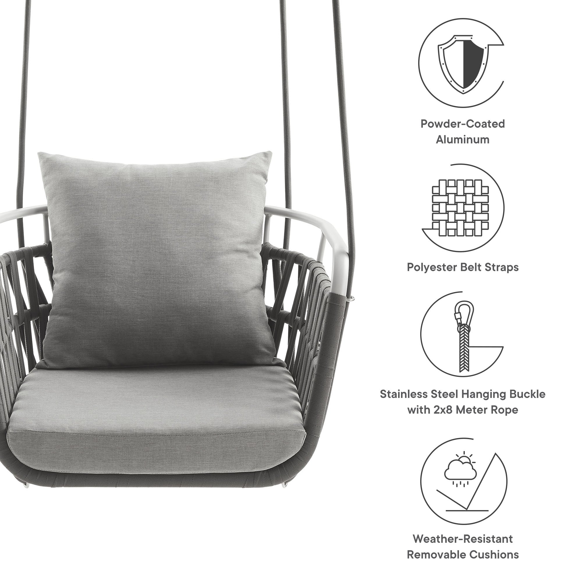 Kaliah Outdoor Patio Aluminum Swing Chair - Image 14