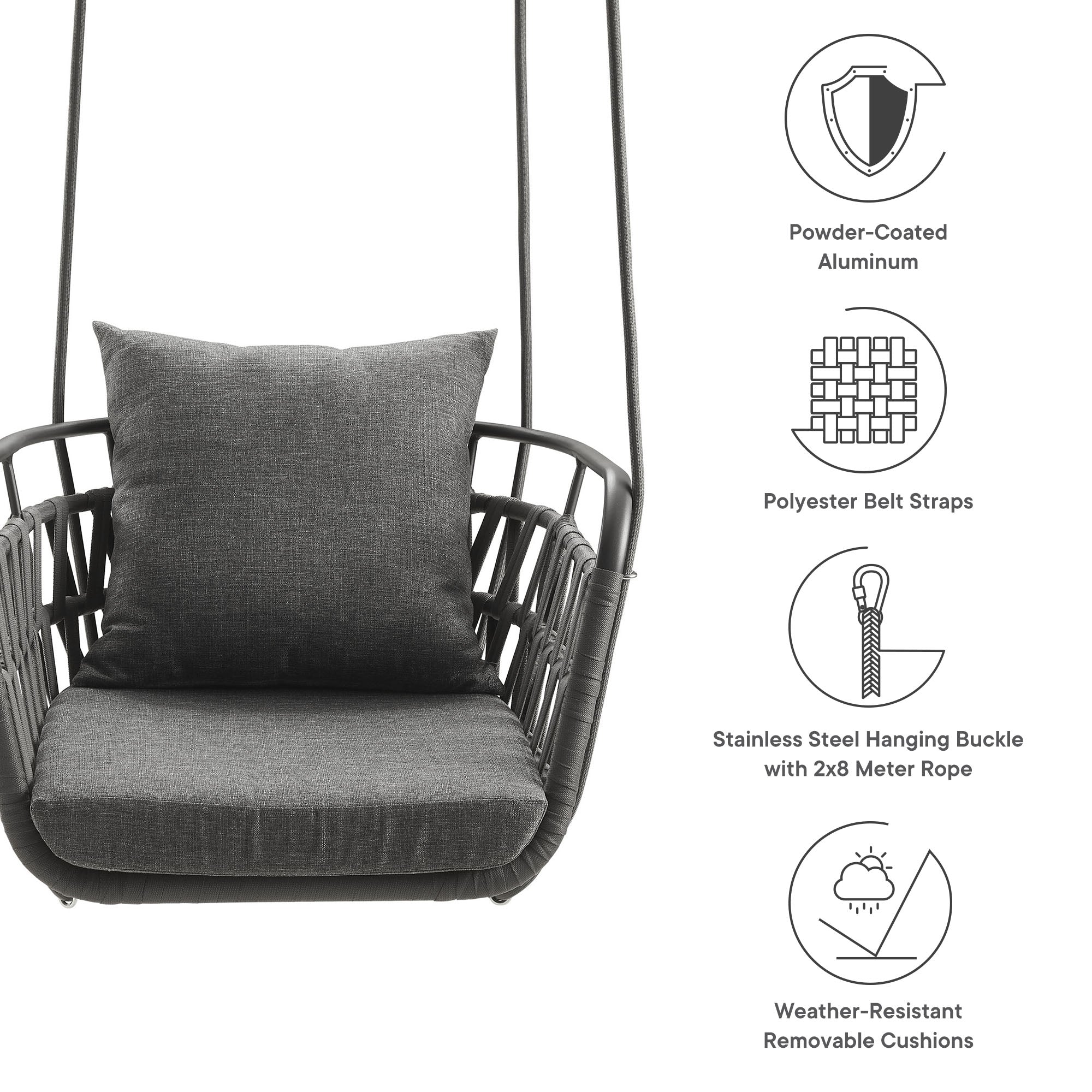 Kaliah Outdoor Patio Aluminum Swing Chair - Image 3